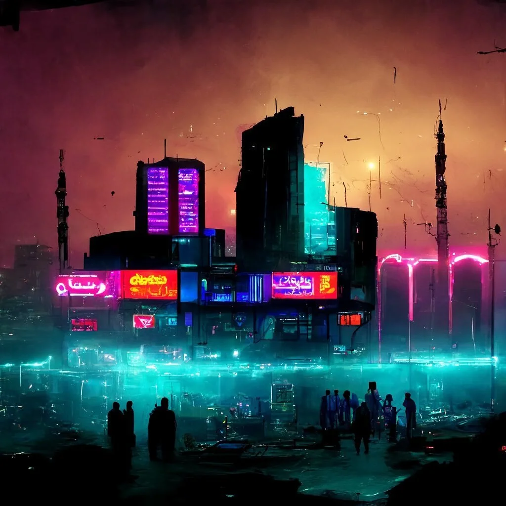 CyberCity of Karachi | last slide being AI&rsquo;s interpretation of Badshahi Mosque.  I&rsquo;ve been having way too much fun with MidJourney. Testing out different prompts. I love how it has still manage to capture the essence of the city. I think 