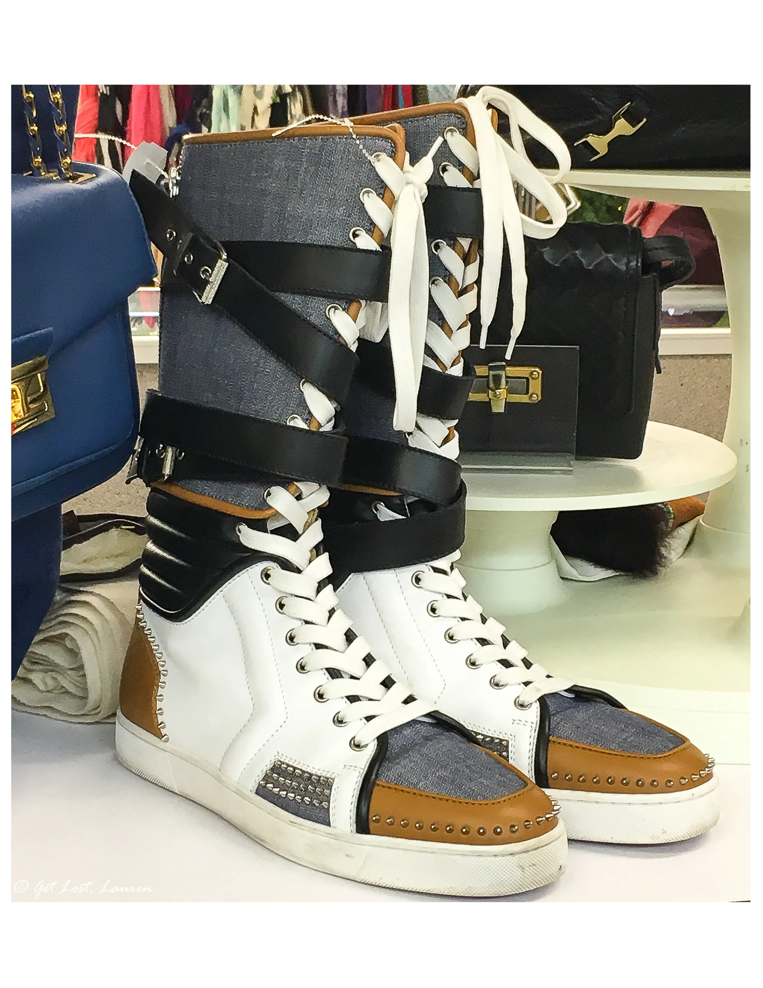 Decisions were made... the pink leopard with gold spikes won. Any takers for these?
