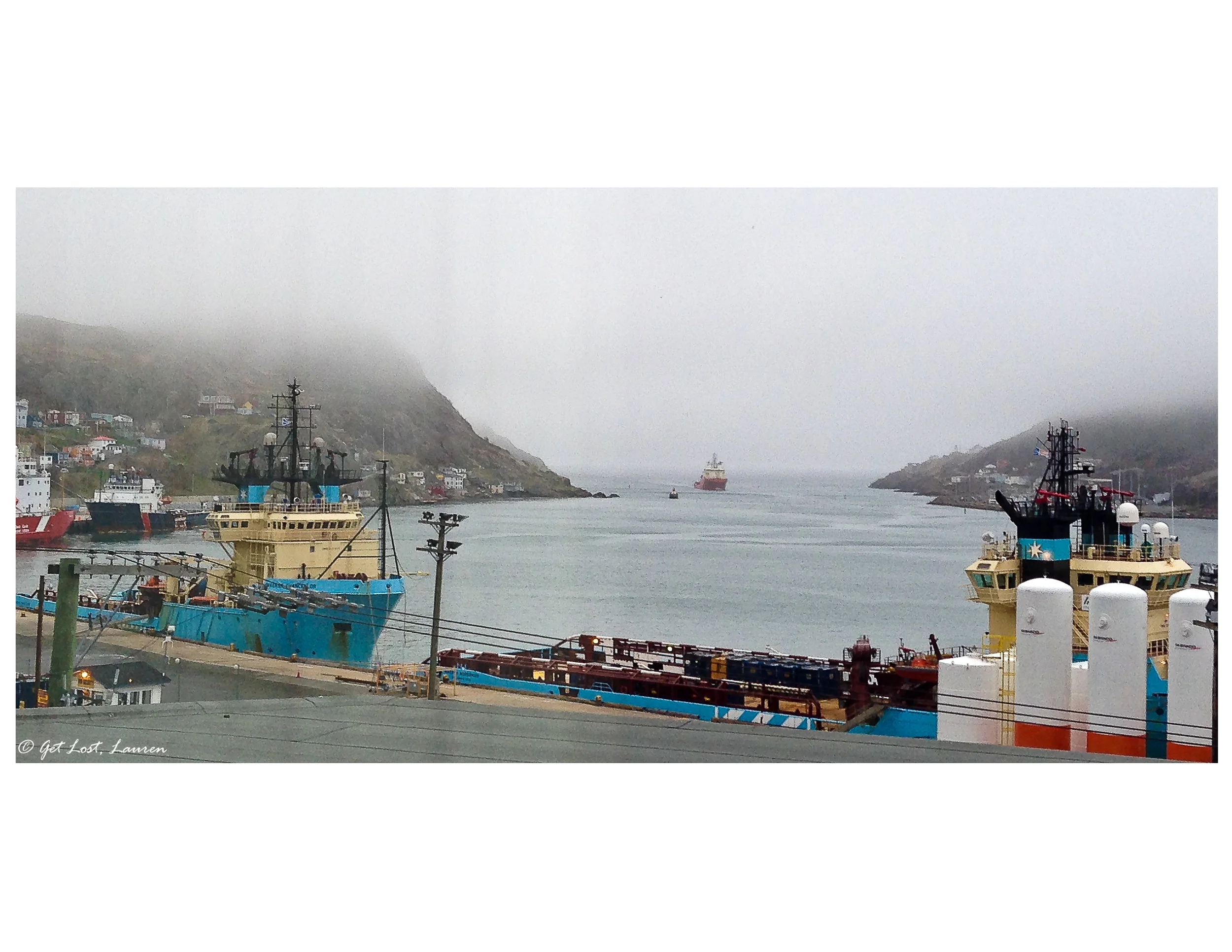 Fog Town - my view of St. John's harbor from the Courtyard by Marriott on Duckworth Street.