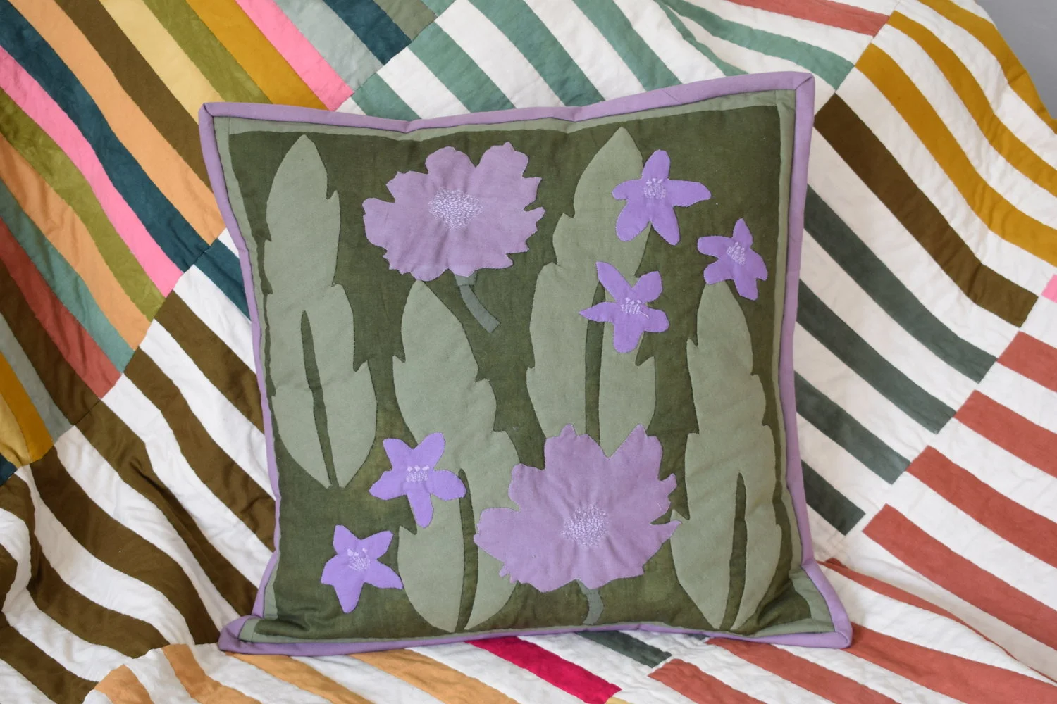 Appliquéd pillow from template.