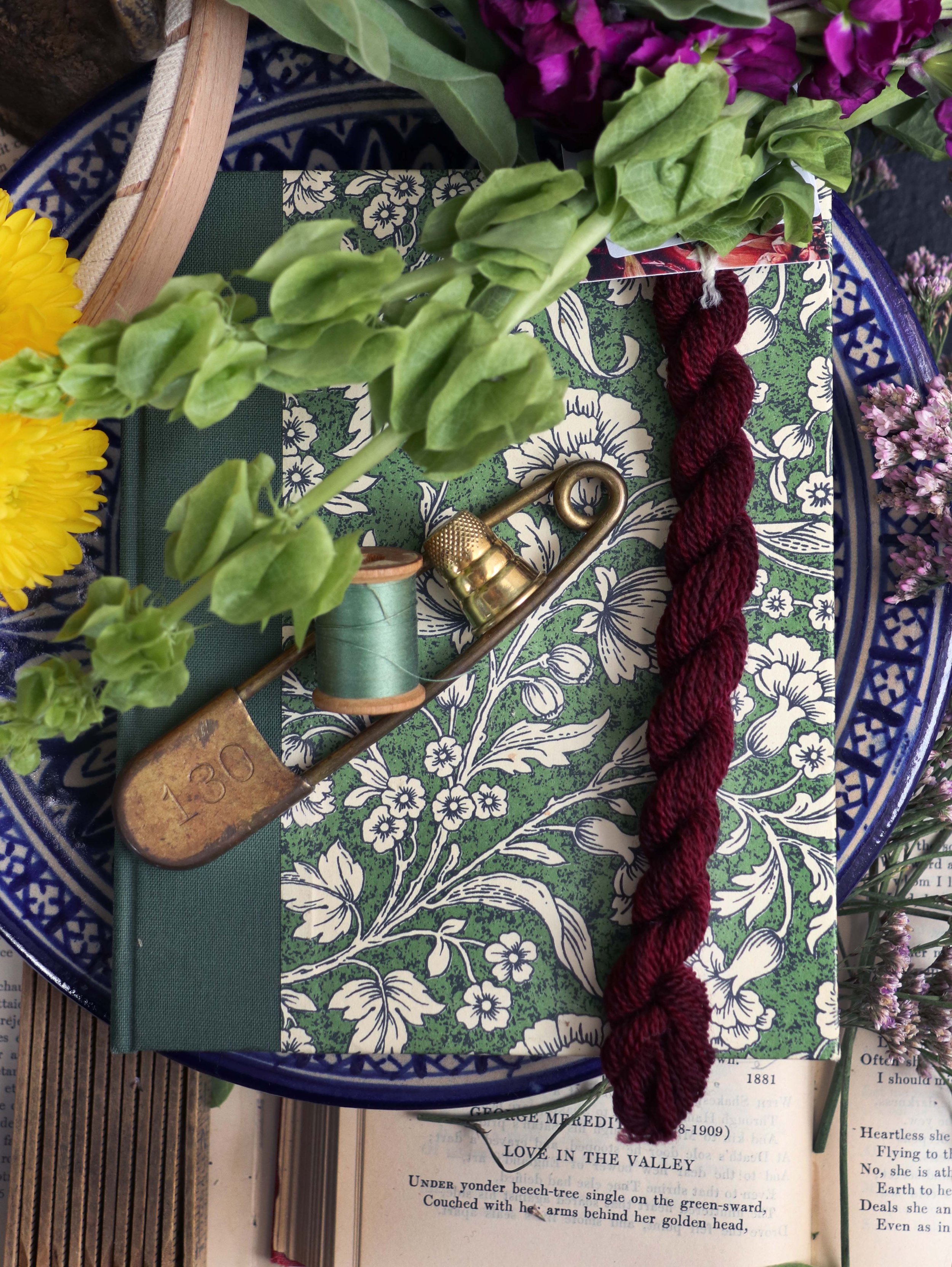 'DEEP PUCE' Naturally Dyed Wool Embroidery Floss Single