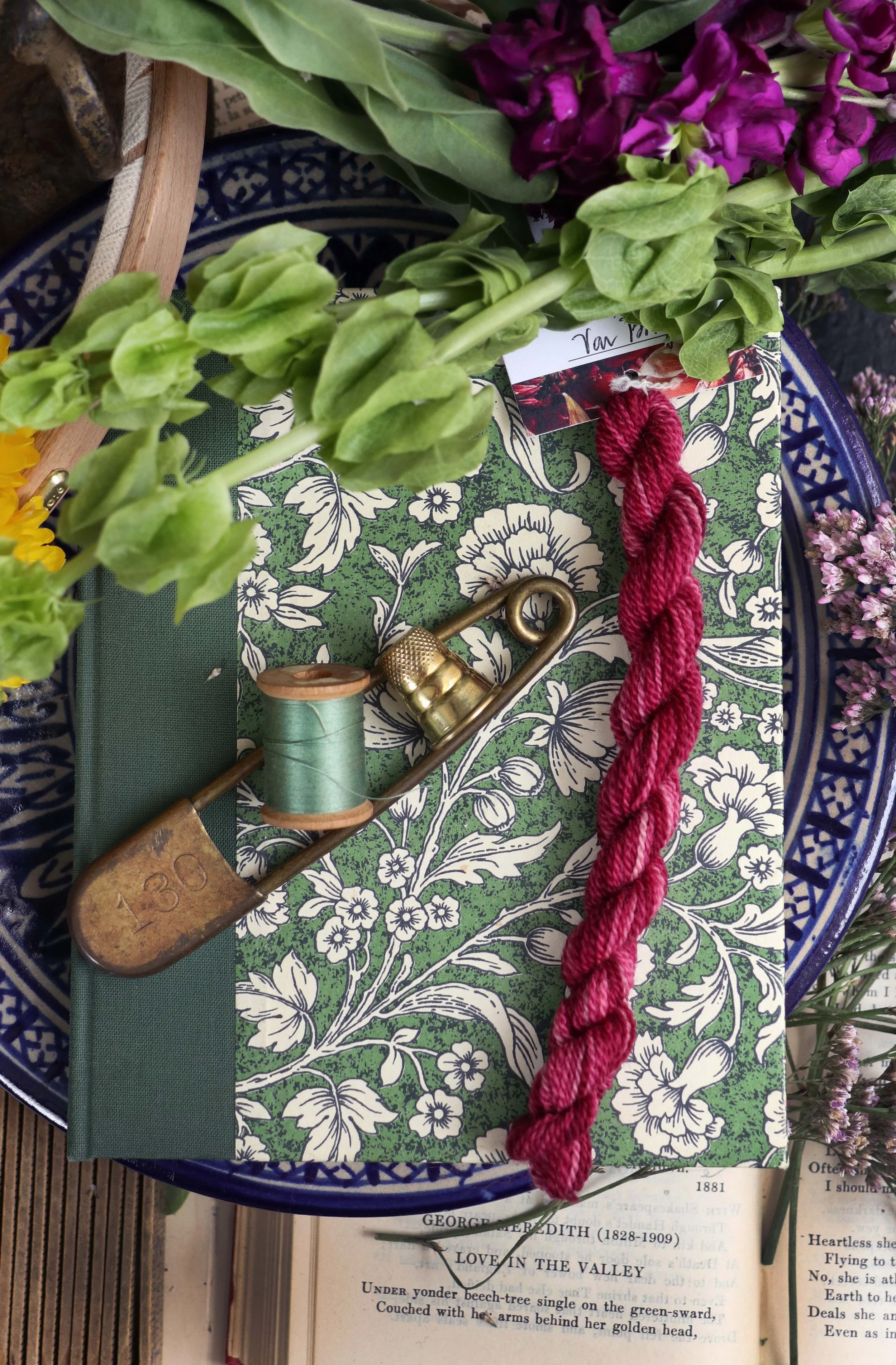 'VARIEGATED BOUGAINVILLEA' Naturally Dyed Wool Embroidery Floss Single