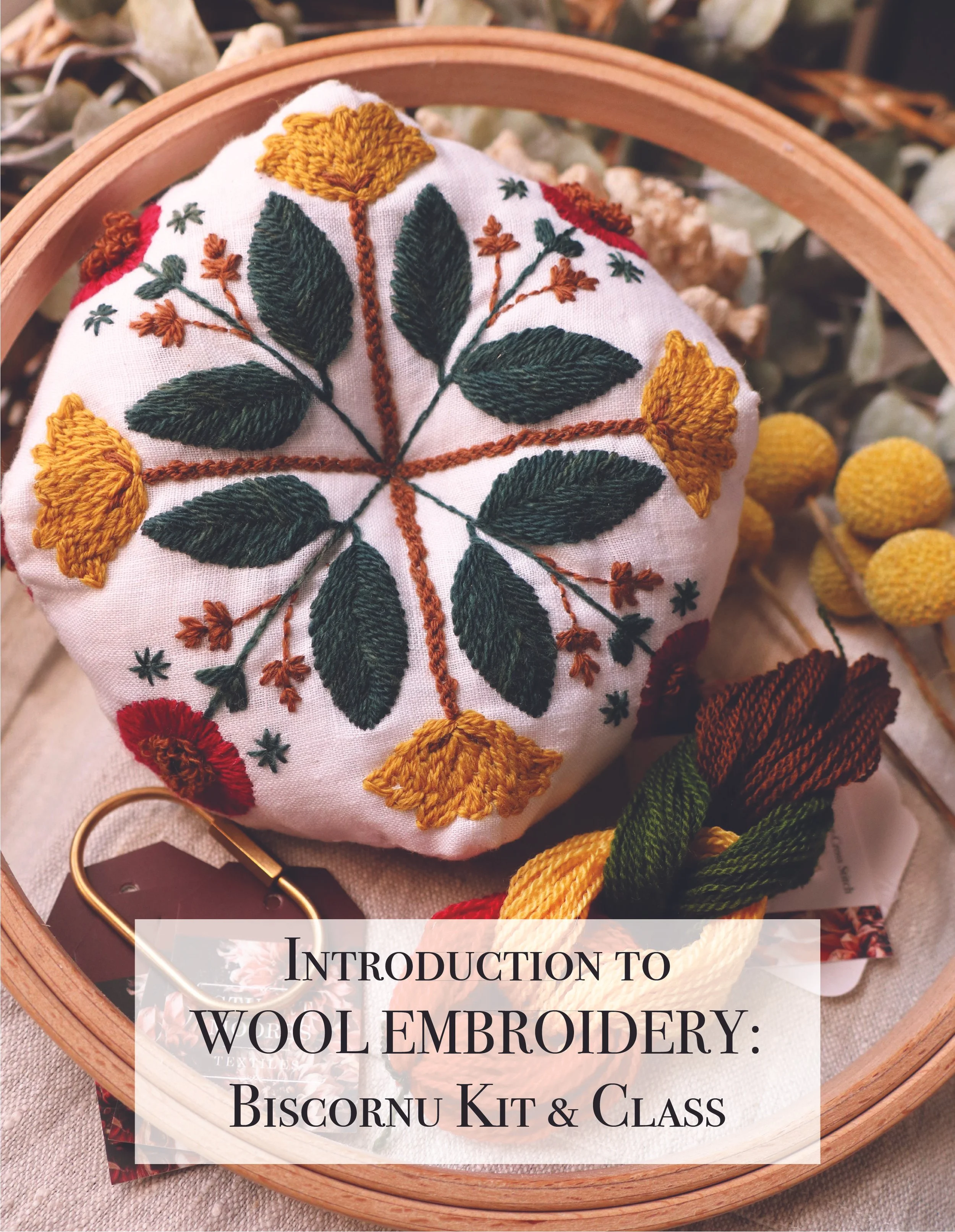 'Introduction to Wool Embroidery' Biscornu Kit & Class