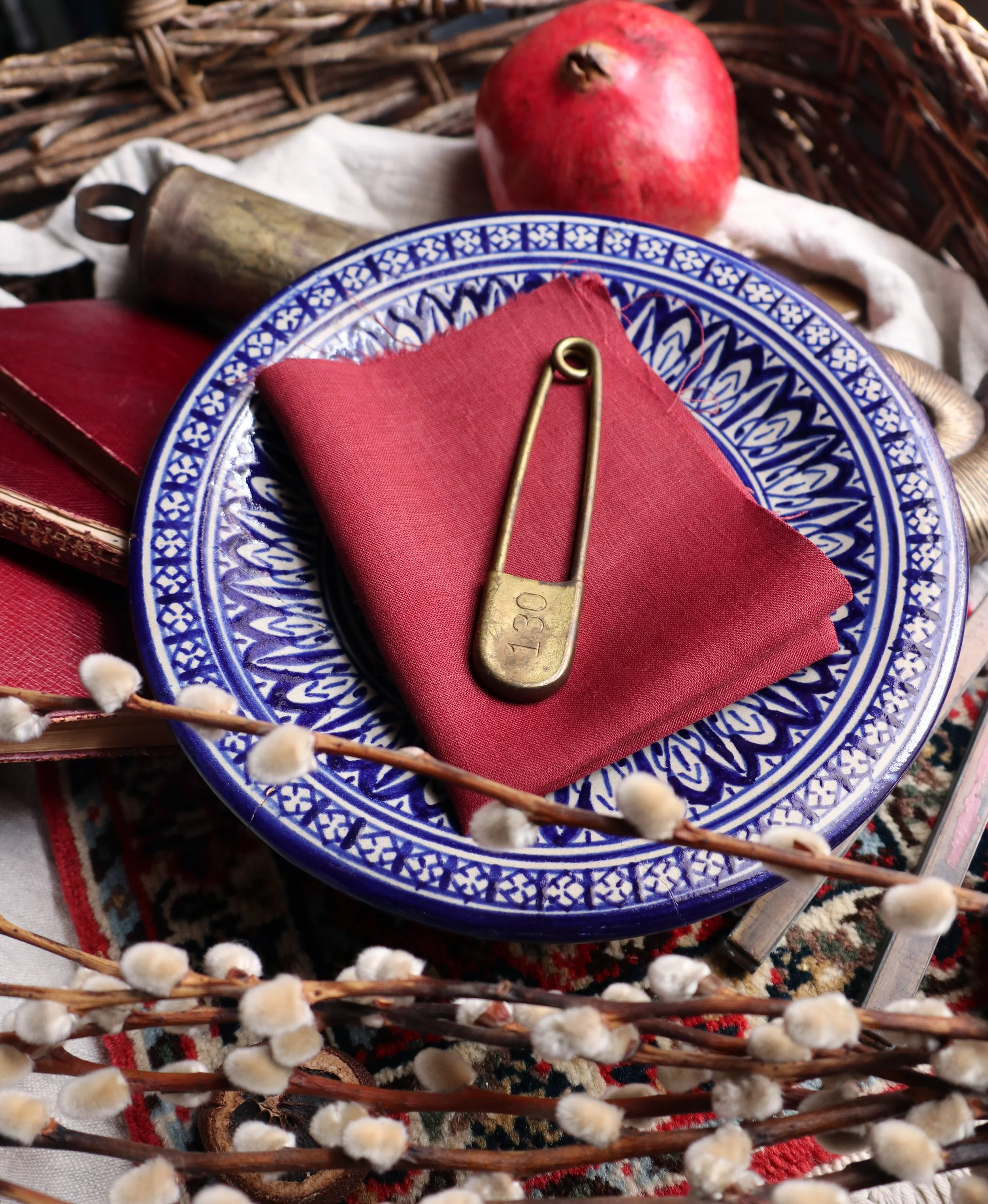 'WINTER BERRY' Linen Mini Cut of Stitching Cloth