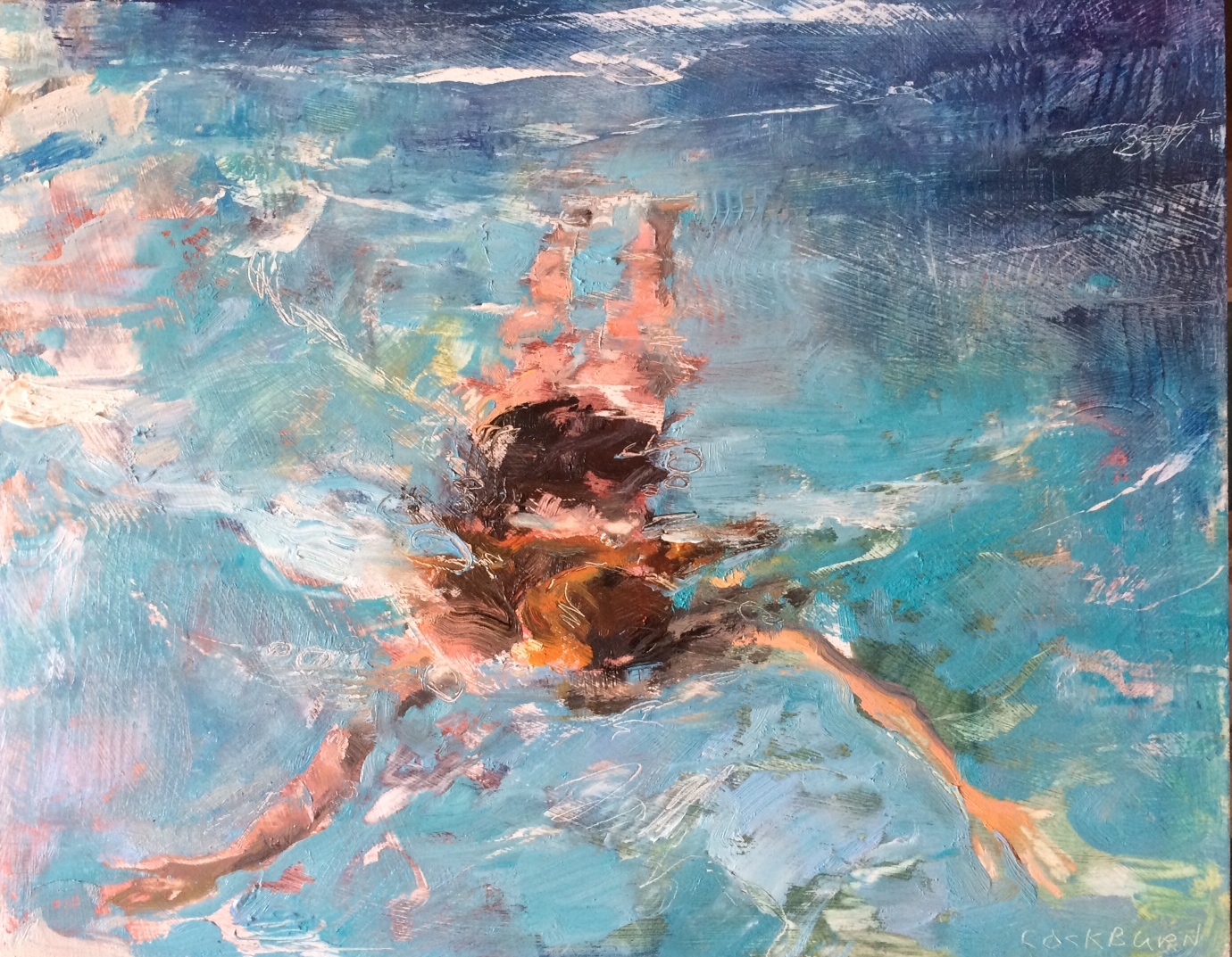 Swimmer, 2016, oil on panel, 13" x 16" 🔴