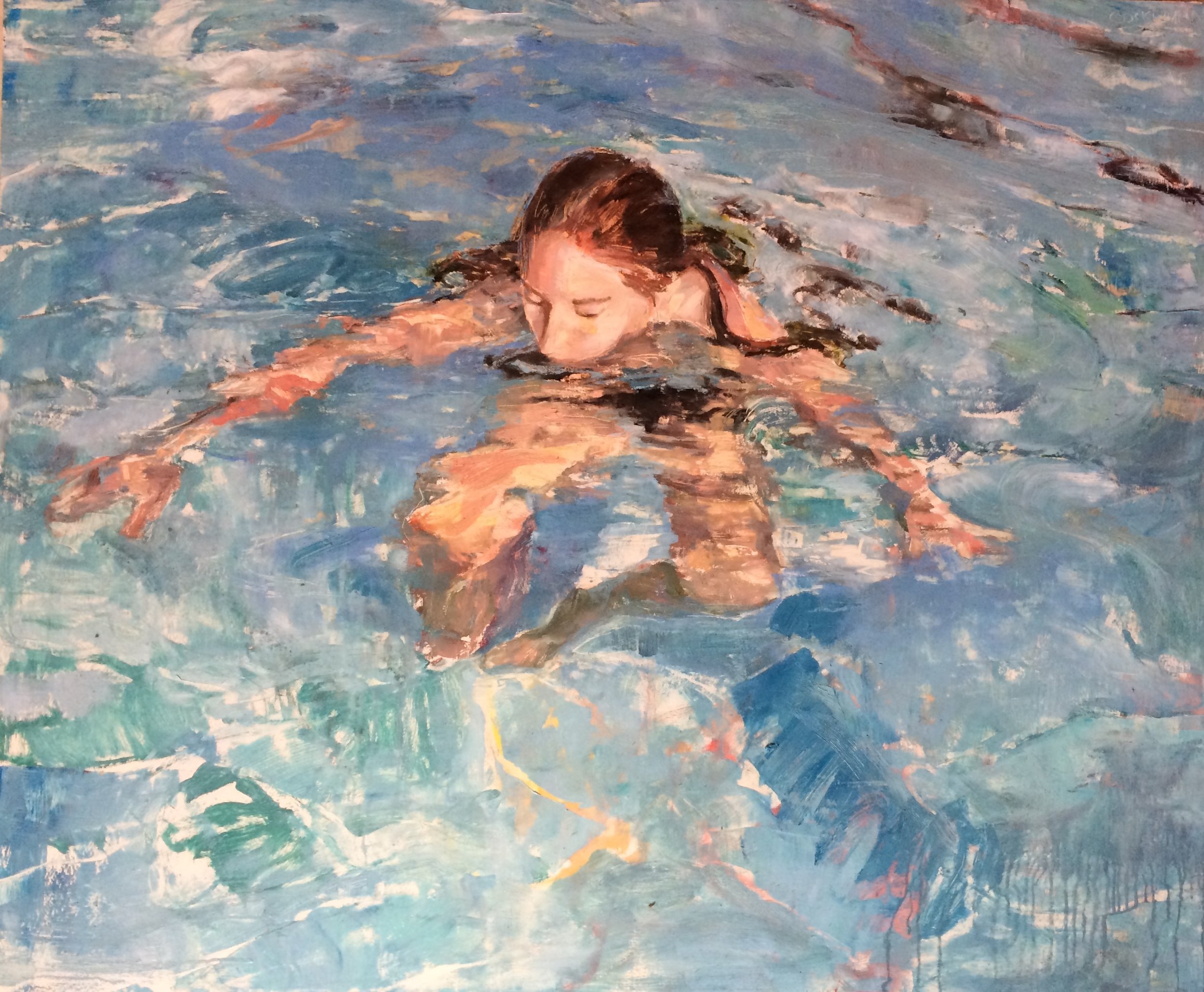 Submerging, 2016, oil on panel, 41" x 48"