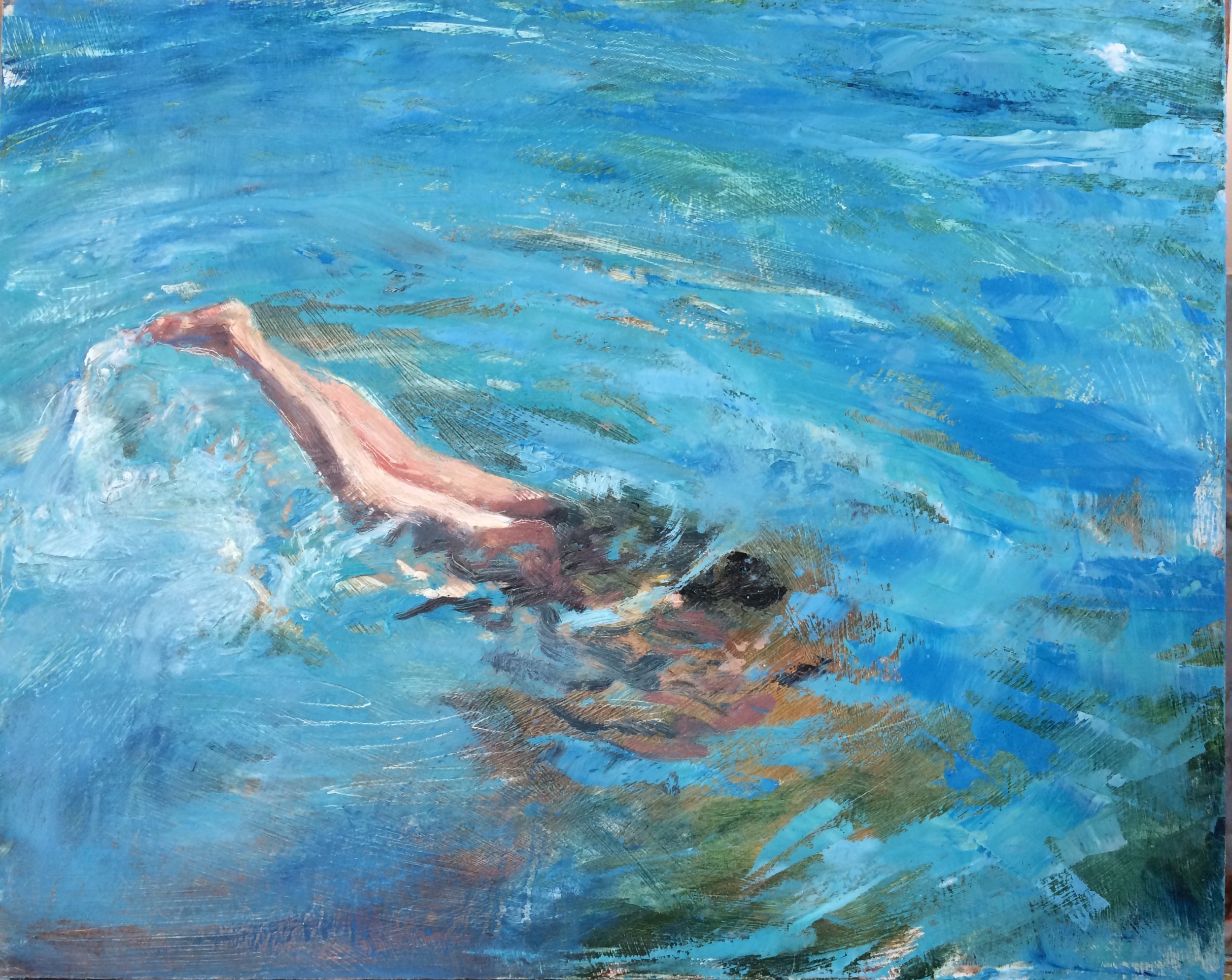 Dive, 2016 oil on panel, 16" x 20" 🔴