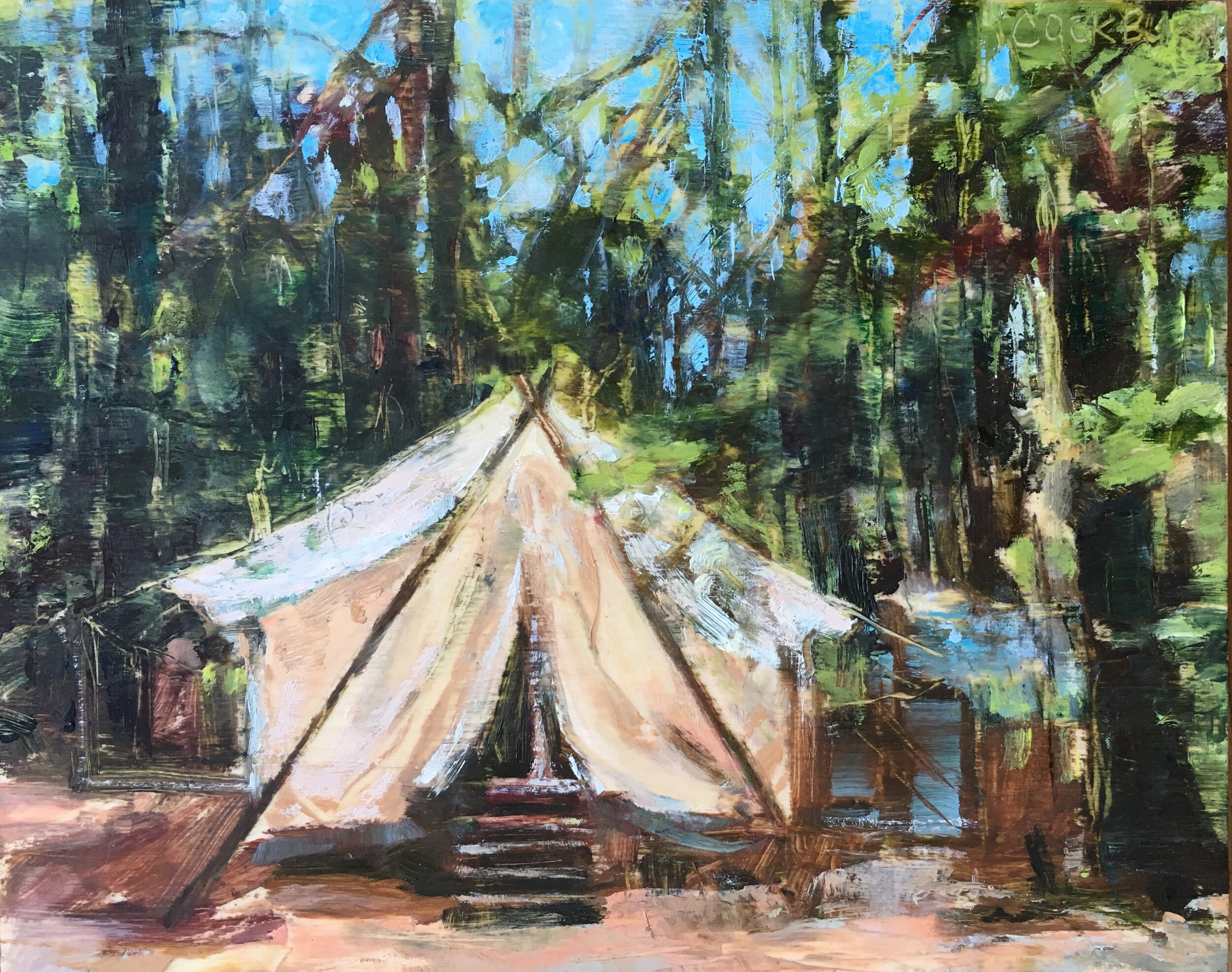 Tent, oil, 8" x 10" 🔴