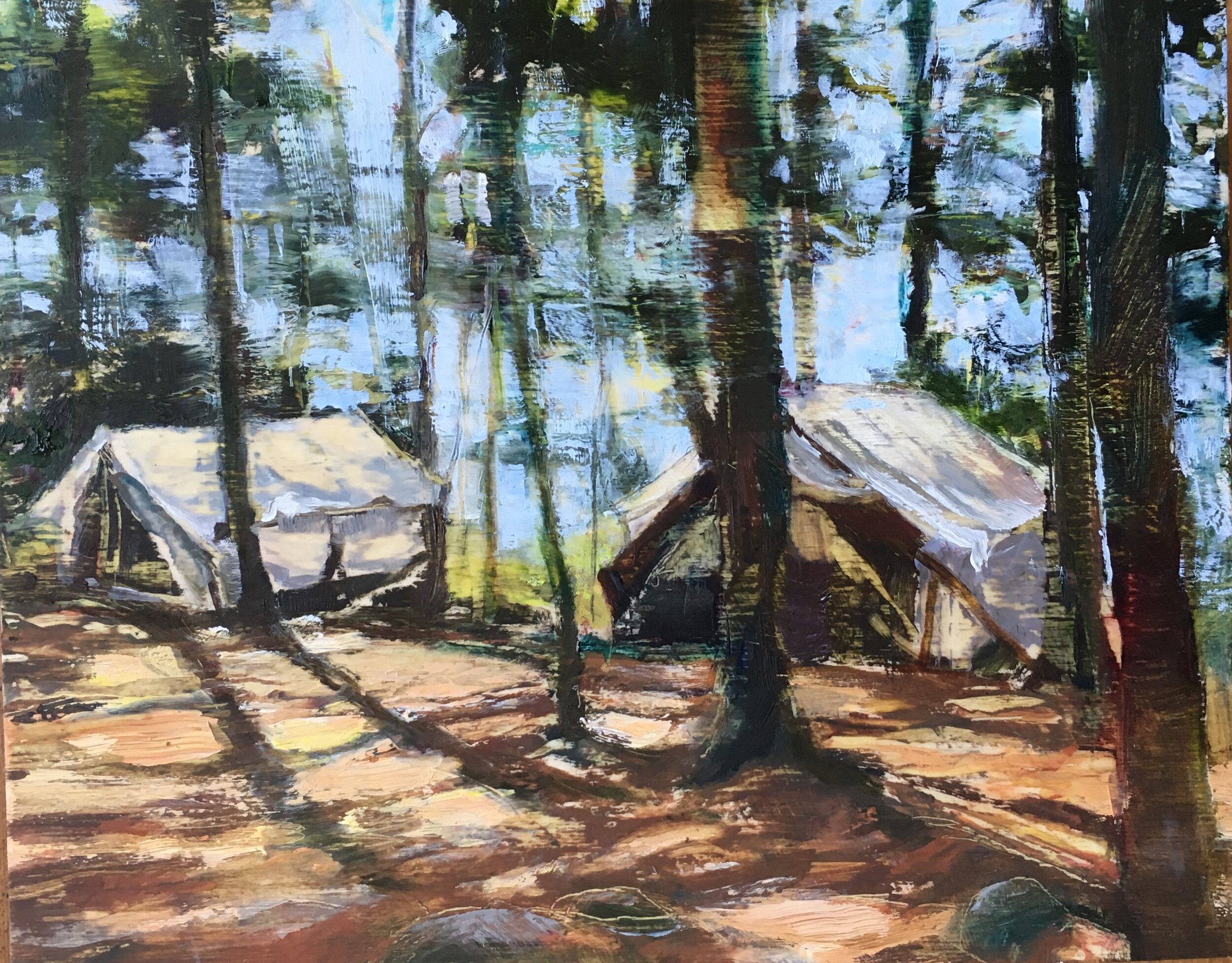 Two Tents, oil, 8" x 10" 🔴