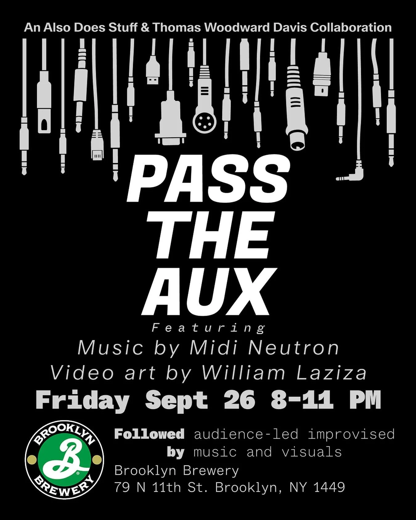 Pass The Aux is a new name for an old project started by Thomas Woodard Davis in a basement in Bushwick where friends, artists, and the public would gather to share sound, visuals, and vibes. These nights always started with a featured performance be