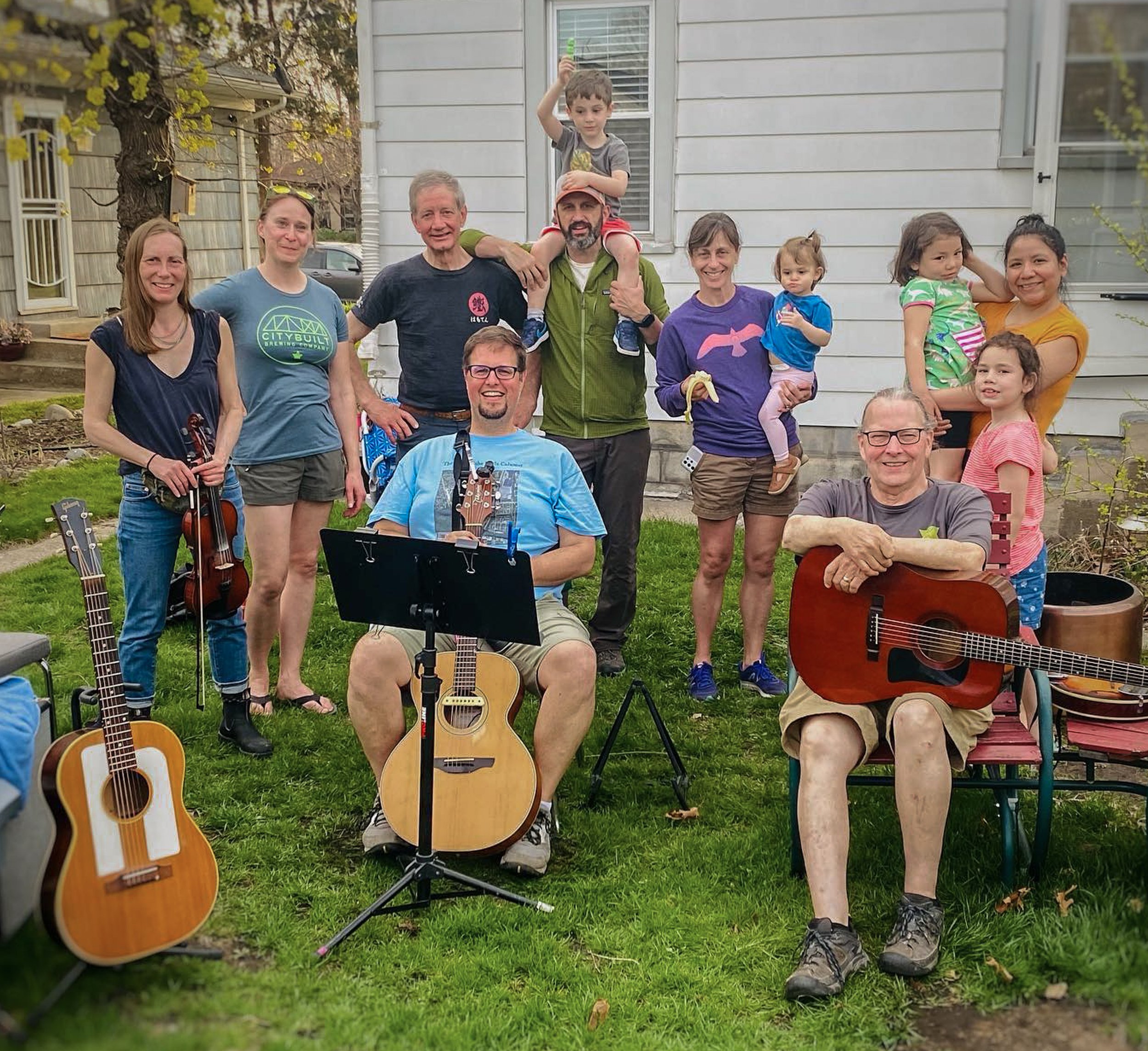 Claire (far left) with her band Bend of the Calumet