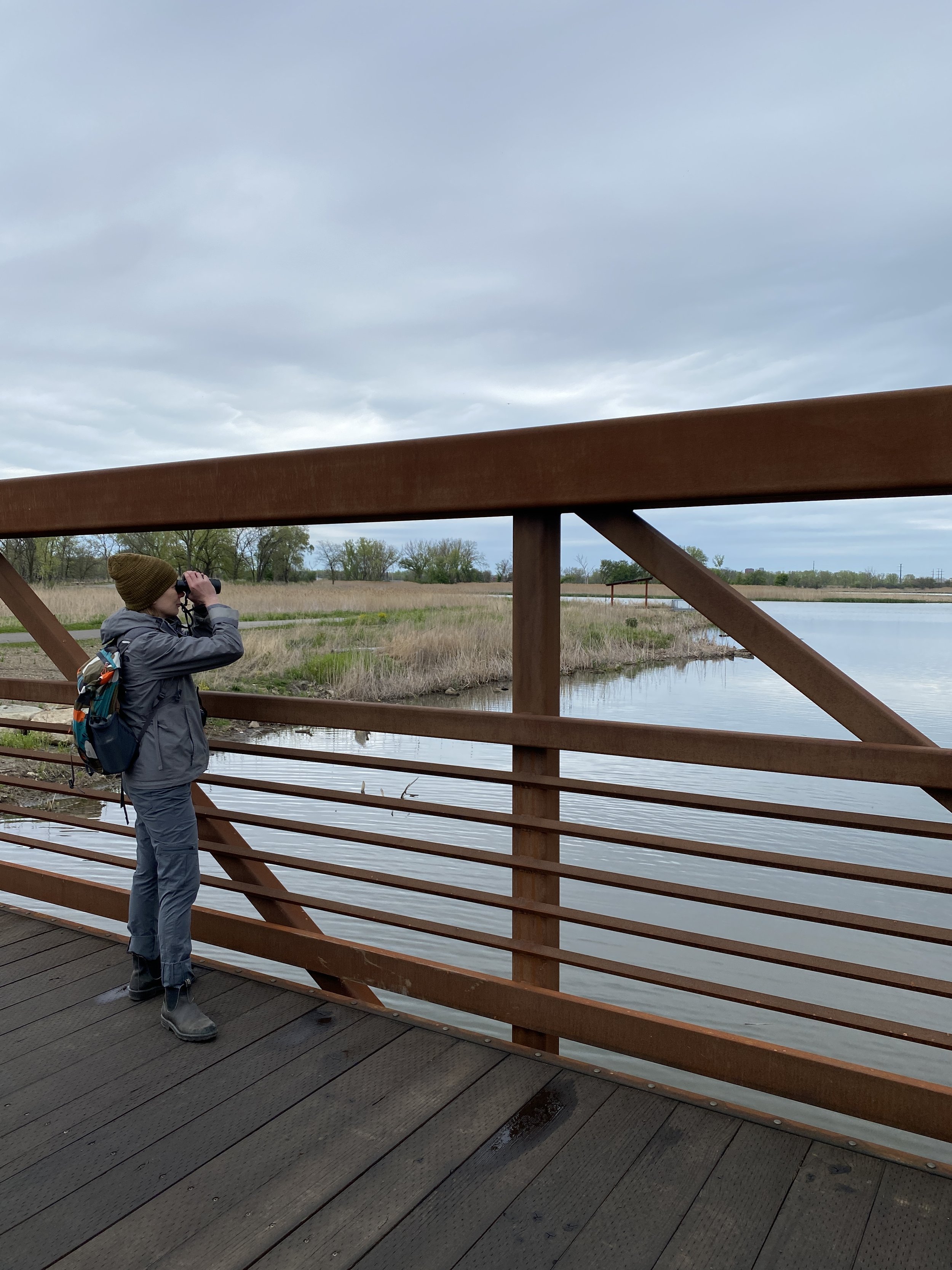 Claire birding at Big Marsh