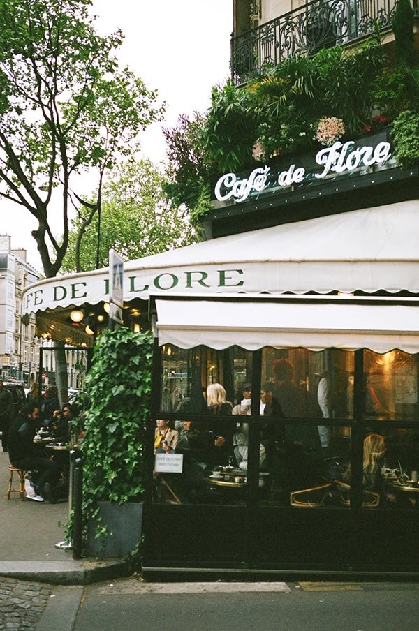Some people in a cafe. A cold day in Paris. St. Germaine. Film. #35mm