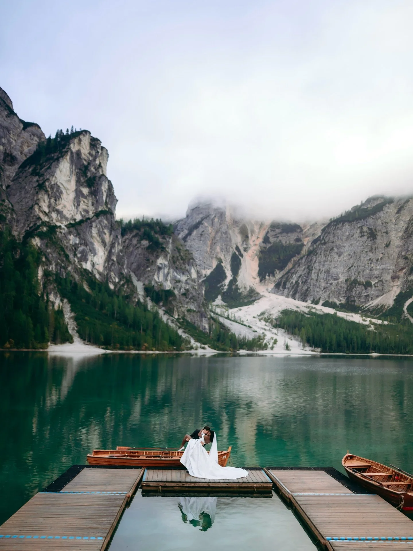 Throwback to September&mdash;when Kadrianna &amp; Yutaka said yes to one another, with the Dolomites standing witness.

Locations: Lake Braies &amp; @excelsior_dolomites_resort 
#lakebraies #lagodibraies#dolomiteswedding #dolomiteselopement #elopemen