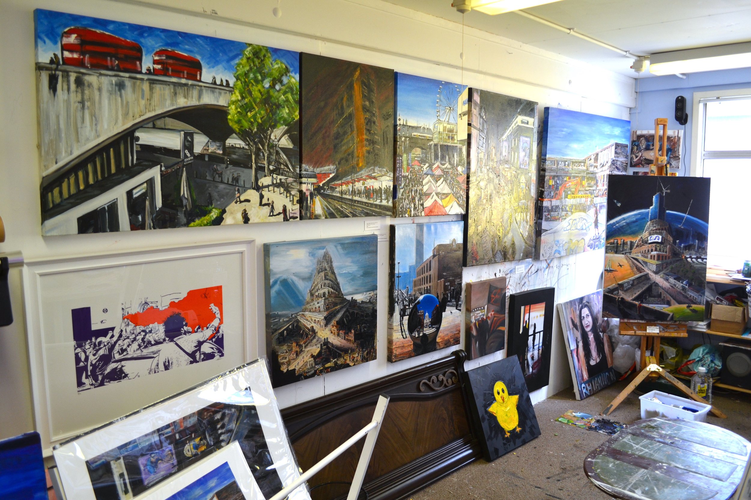 My studio set up during an open studio 