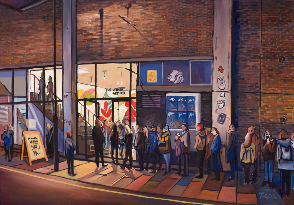 Congregation, 2019 | Indian ink & oil on canvas | 70 x 100 cm | £2,000