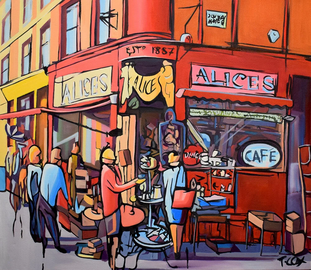 Alice’s Portobello, 2019 | Indian ink & oil on canvas | 70 x 80 cm | £2,500