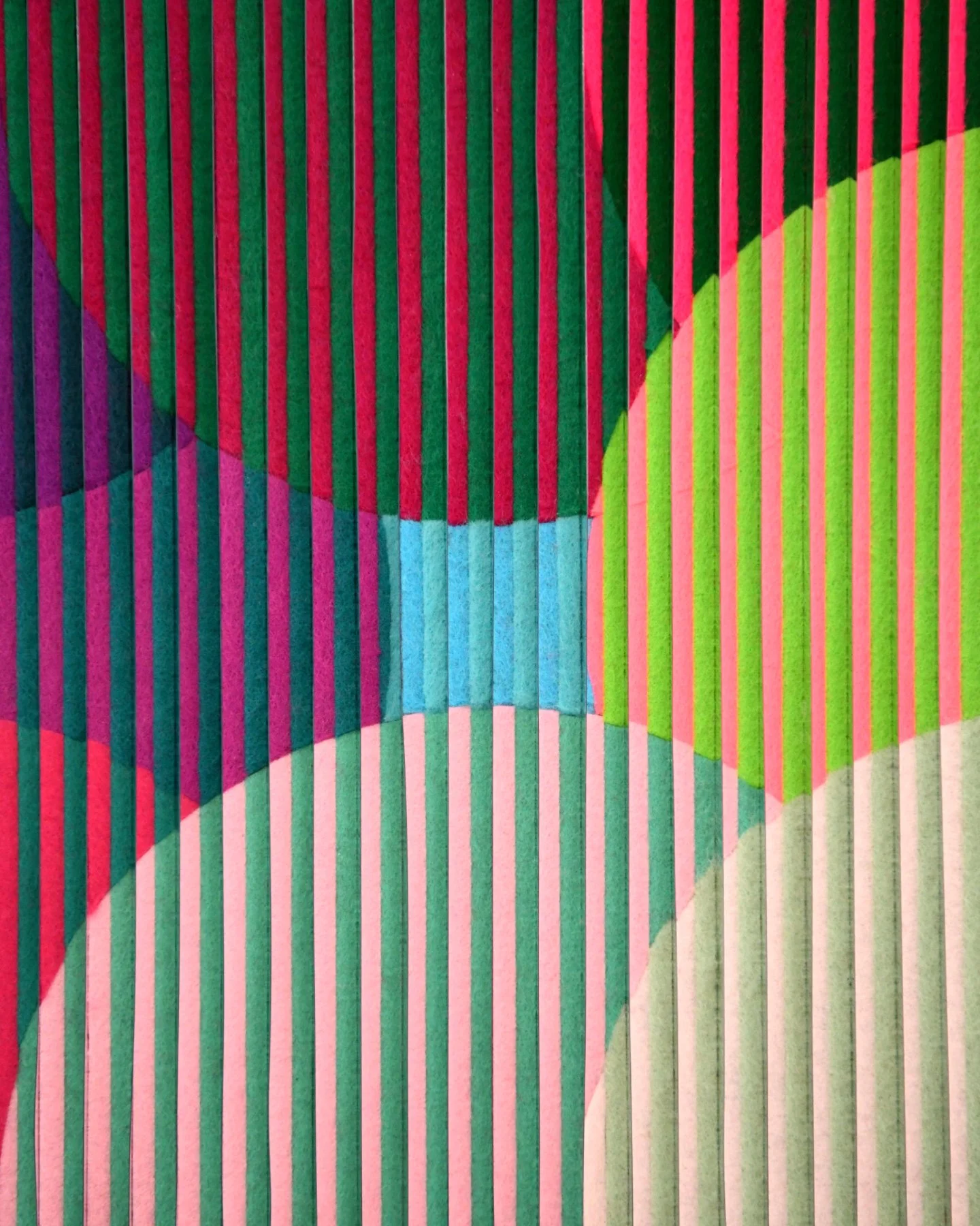 Working with richly coloured felt, Sena creates pieces that subtly shift throughout the day as light is absorbed and reflected across their surface. Through bespoke techniques and intricate construction, each work becomes a study in colour, rhythm, a