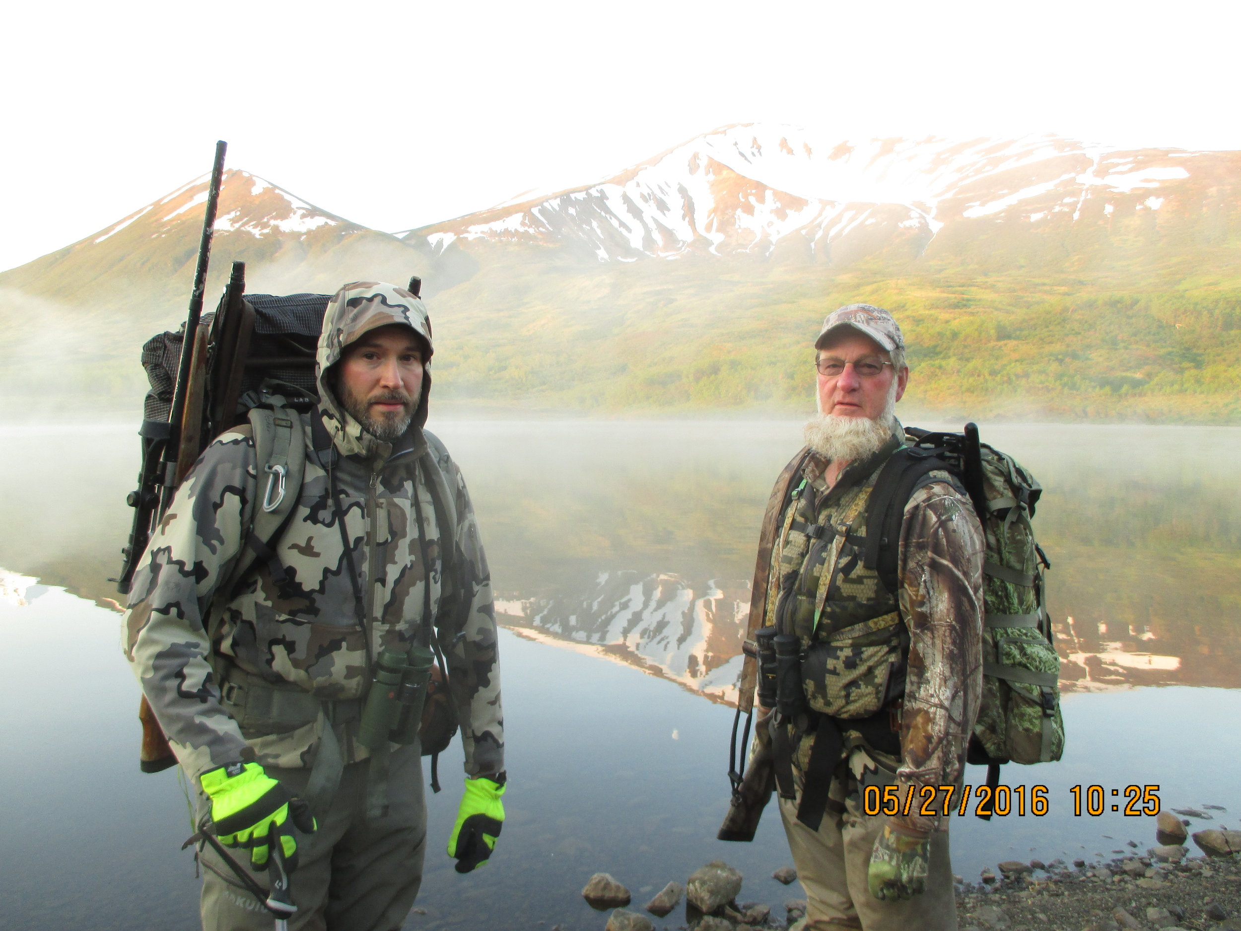 Guide Lyle and Steve, searching for bears on the Alaska Peninsula; Spring 2016