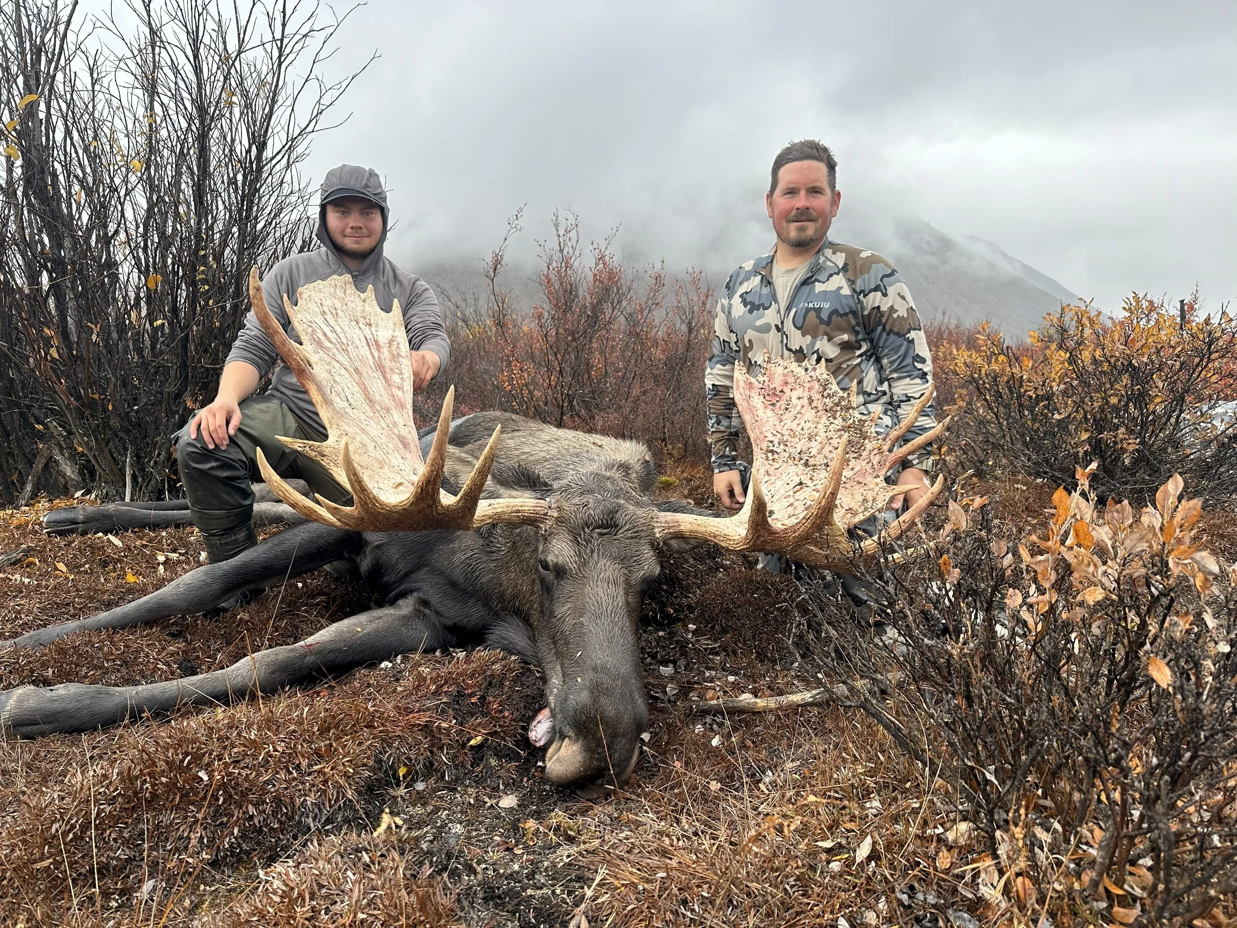 Matt B. (r) with packer Ryan M. (l) and Matt's moose