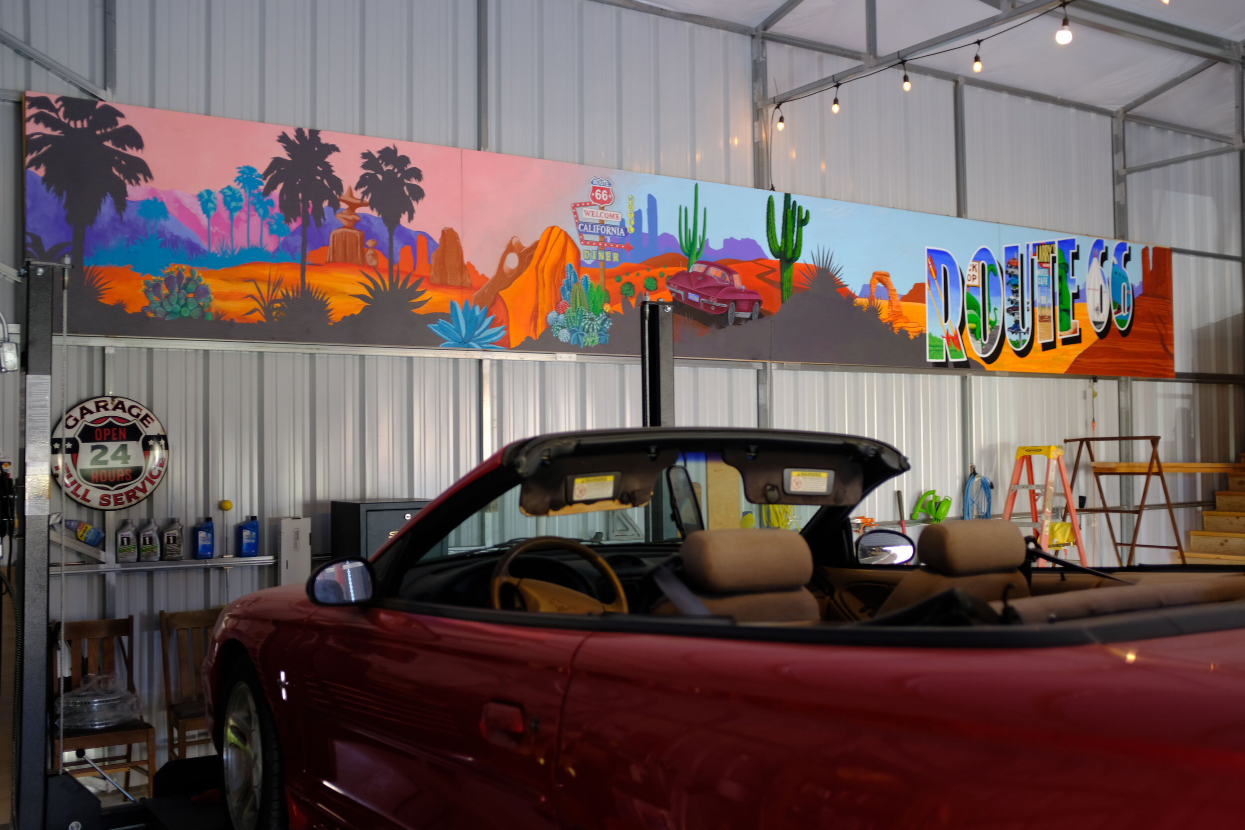 Route 66 Custom Mural installed in Middletown showroom