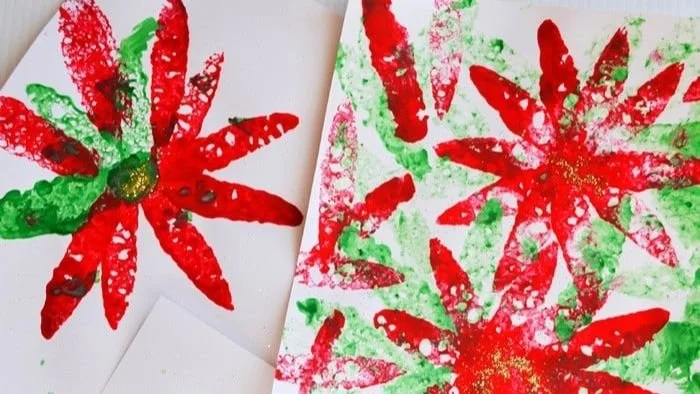 Sponge Painted Poinsettias