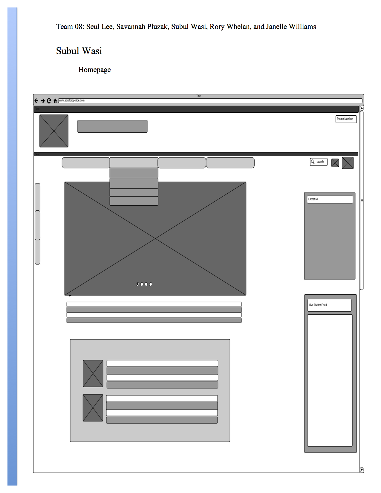 Website Home Page Wireframe