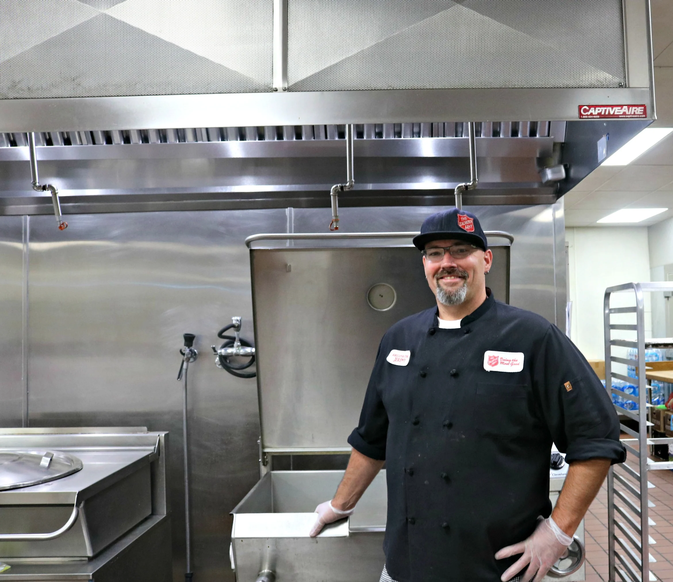 Jeremy, head chef at the Salvation Army. Five years ago Jeremy was homeless, today he has a new skill, new job and is no longer homeless. 
