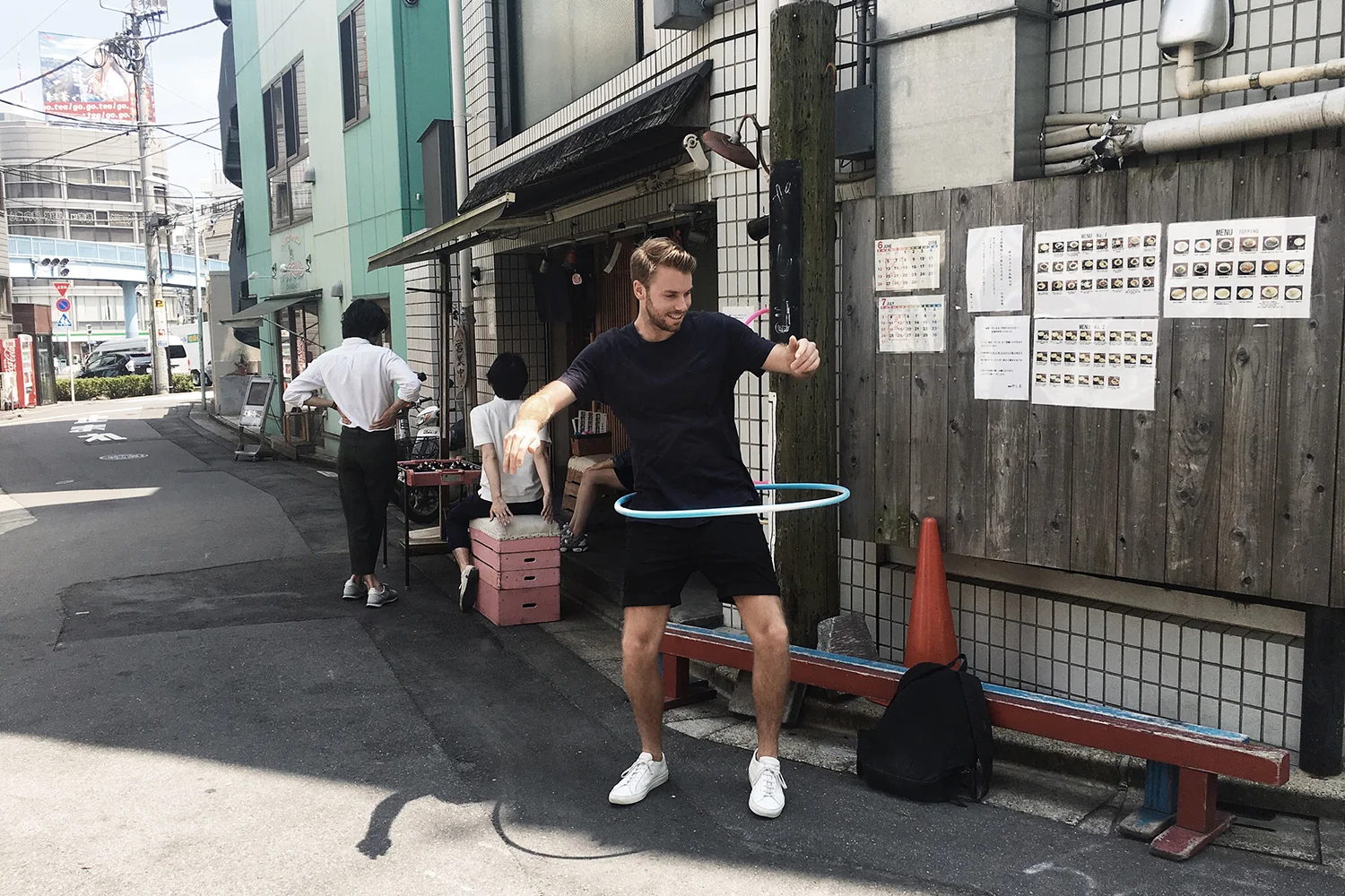 Tim outside the Menki Yashima, Tomigaya