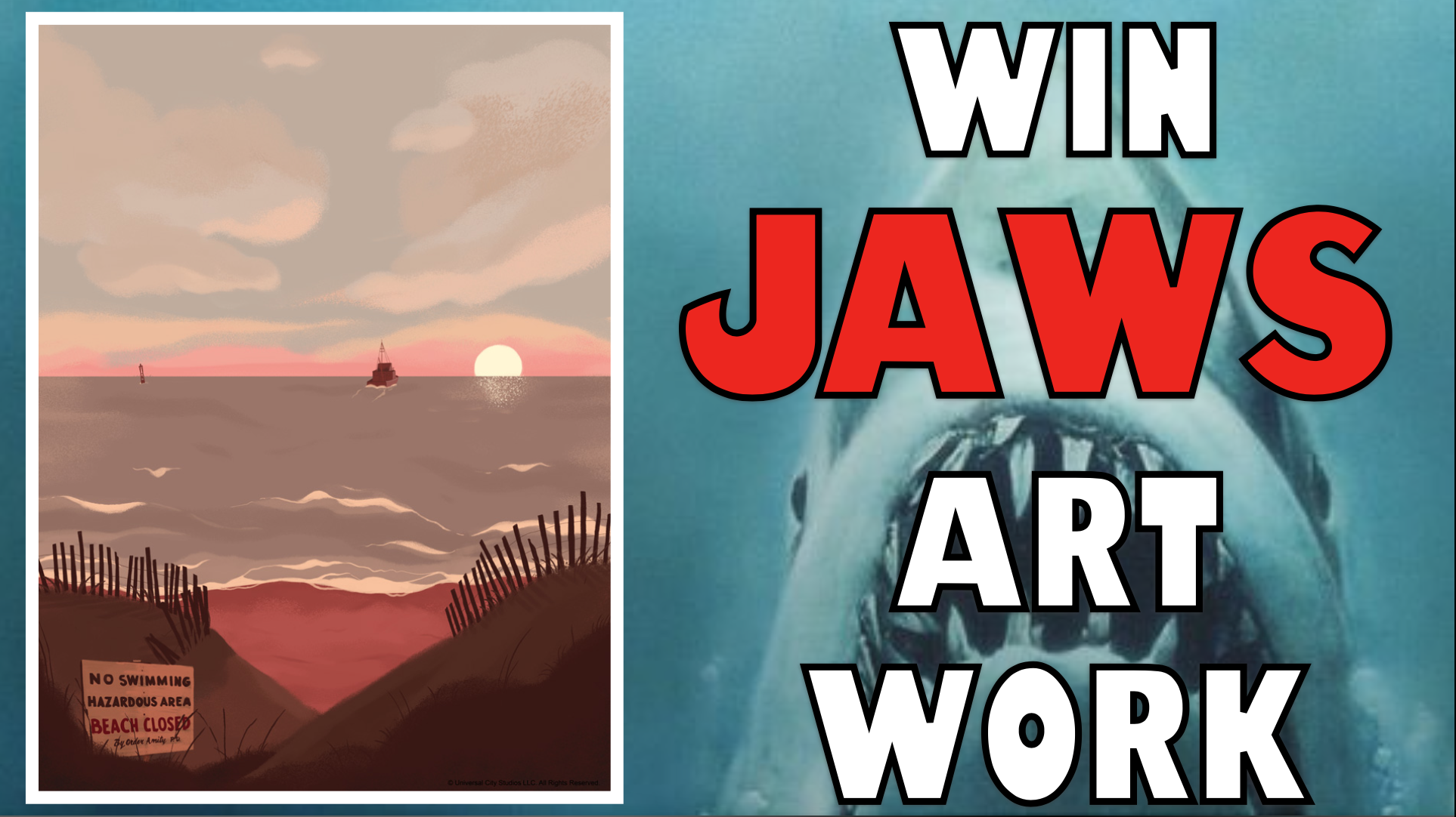 WIN JAWS, BACK TO THE FUTURE AND JURASSIC PARK ARTWORK 