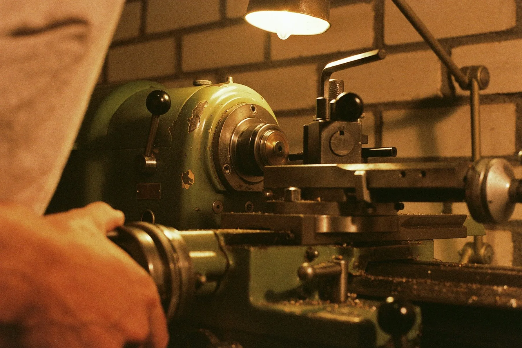 Turning a case behind our Schaublin 102 lathe.