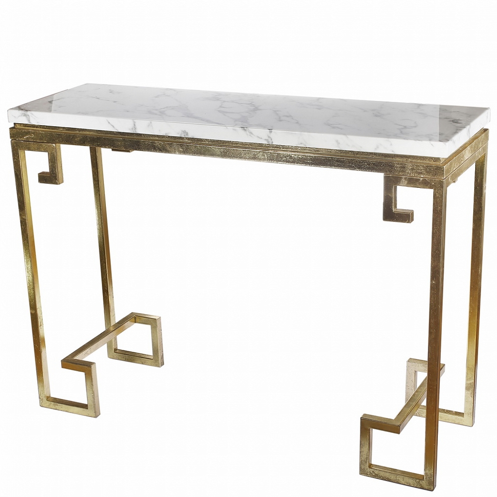  стол-консоль с мраморной столешницей и золотым подстольем Artevaluce 