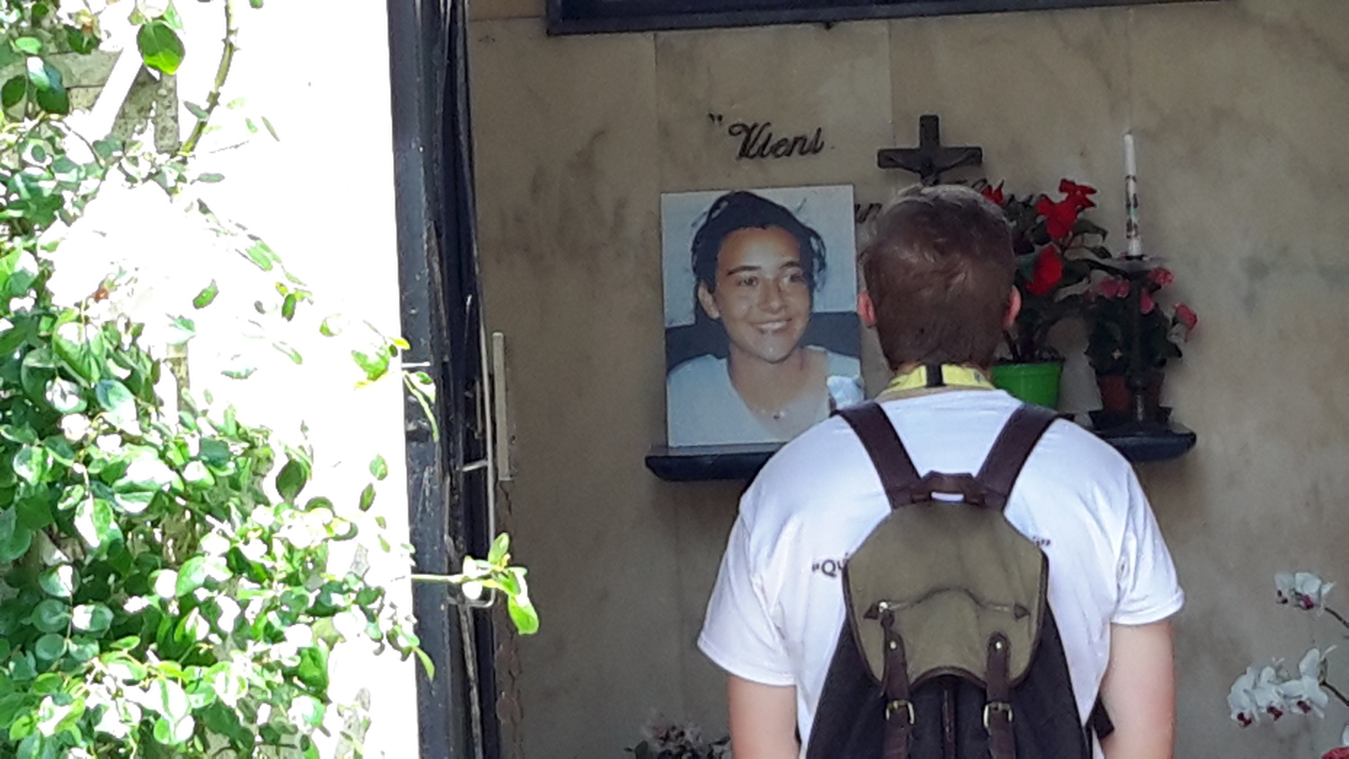 Richard, praying at the tomb of Bl Chiara Badano