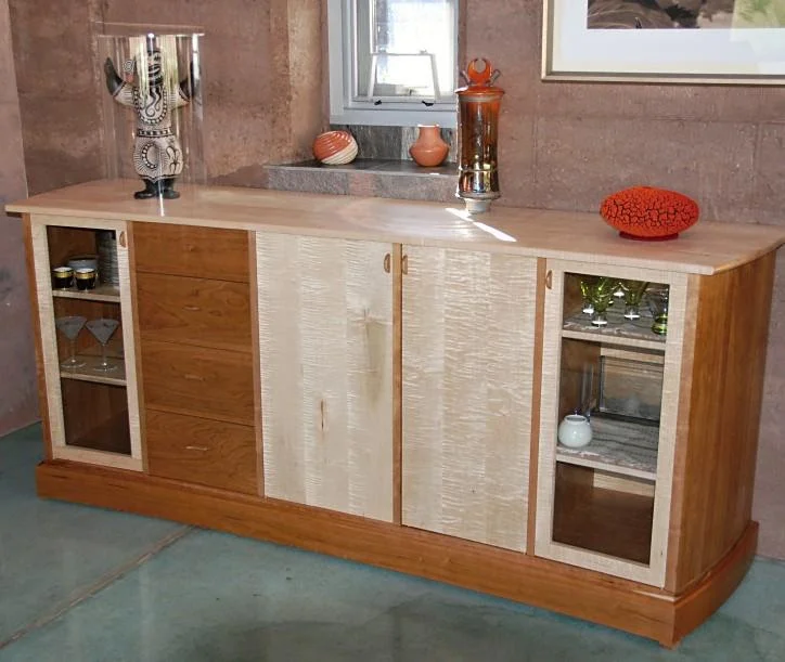 Cherry and maple sideboard