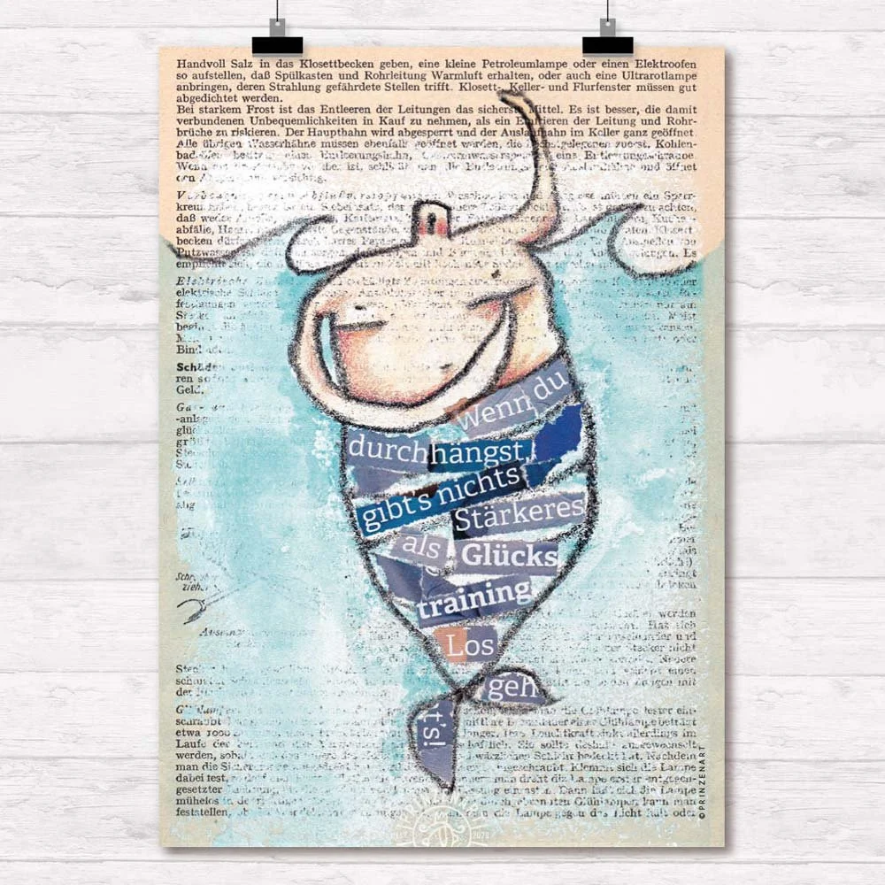 Illustration der Figur ‚Glückstraining‘ auf Buchseite