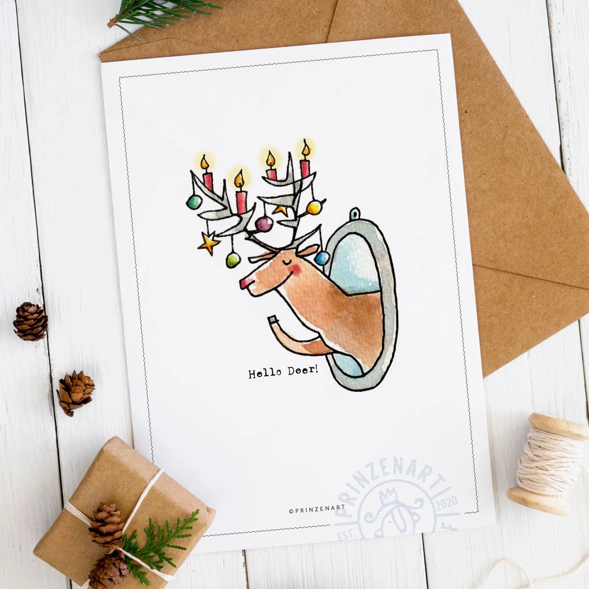 Postkarte Weihnachten – Hello Deer