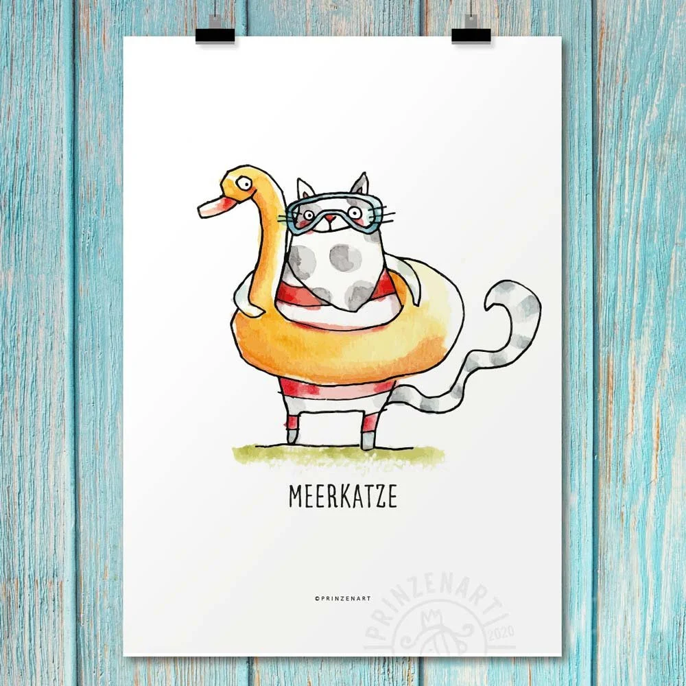Poster an Clips mit Katze im Schwanenschwimmring