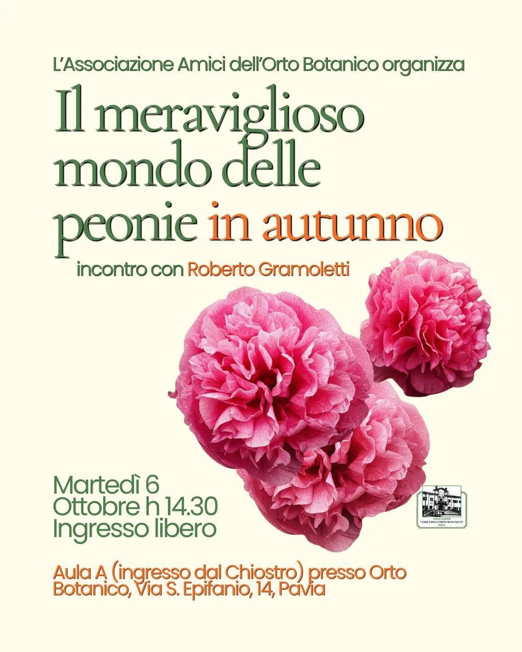 Le Peonie in autunno&nbsp; - 6 ottobre, martedì ore 14.30 ­ &nbsp;