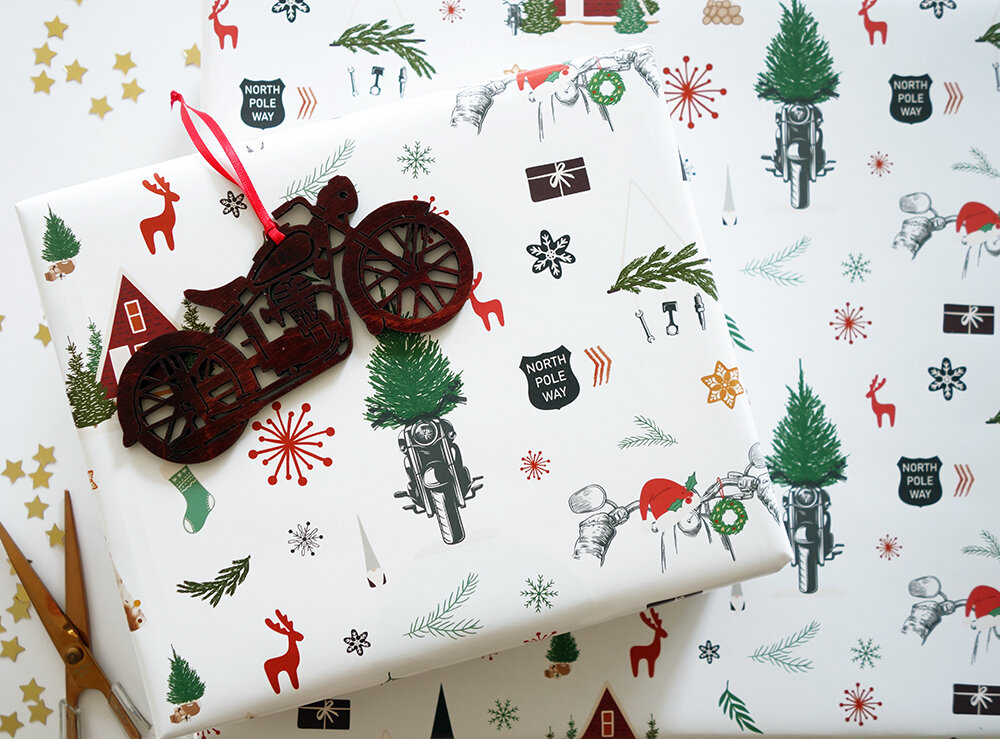 Happy Christmas Icon Trees Jumbo Roll Wrapping Paper