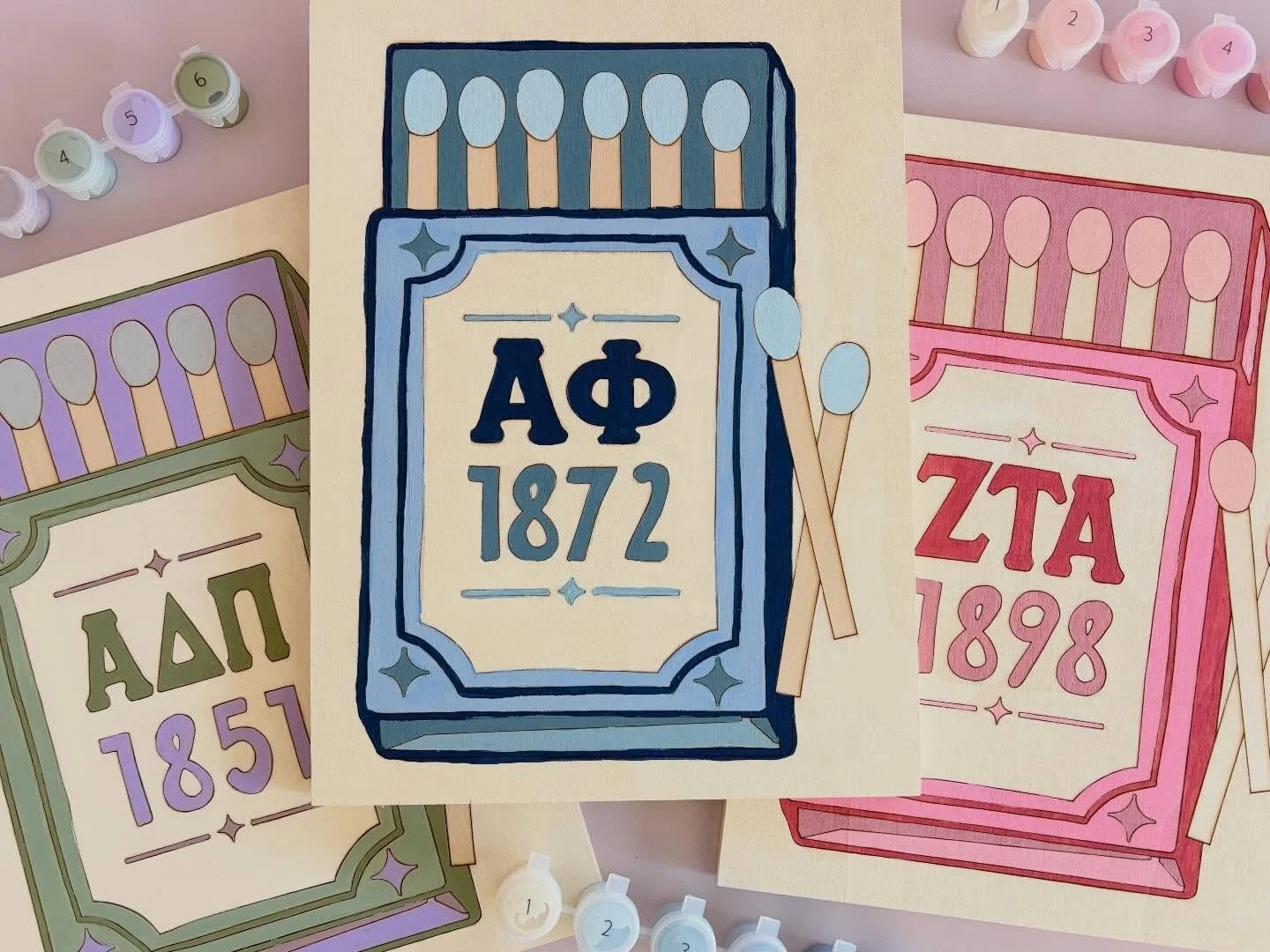 My new Sorority Matchbox paint-by-number is more than art - it&rsquo;s a moment of connection, creativity and sisterhood.  Paint it, hang it and it can be cherished forever.  Link in bio for more details.
.
.
.
.
.
.
.
.
.
#sorority #sororitygifts #g
