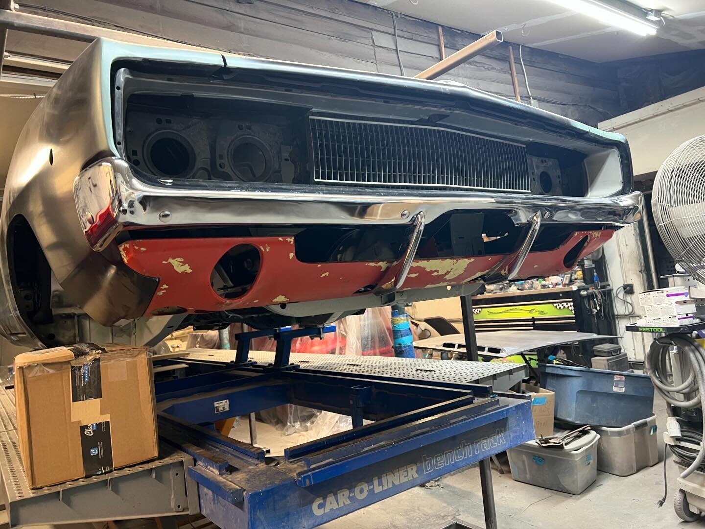 1968 Dodge Charger RT front bumper fits in alignment of front sheetmetal and grill#longvalleyautobody #1968dodgechargerrt