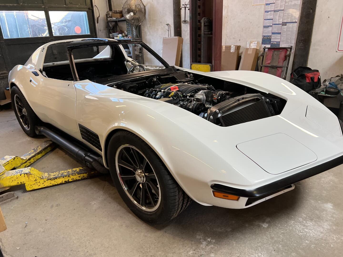 1972 Corvette Restomod Tail lights and rear bumpers assembled. #longvalleyautobody #thatgirlwhopaintscars #akzonobelrefinish #lesonal 1972corvette