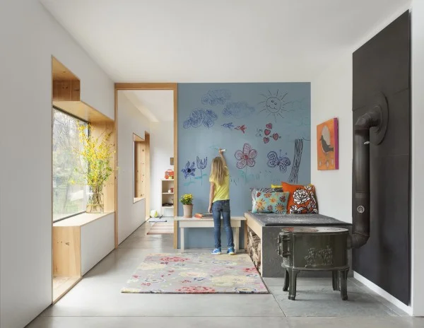 Drawing room. Dry erase paint product introduced 2008. Photography by IdeaPaint. From the book Your Creative Haven by Donald M. Rattner (Skyhorse Publishing, 2019).