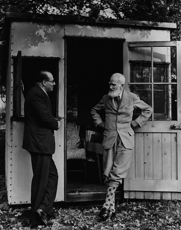 George Bernard Shaw at his writer’s shed. Photography by Getty Images.
