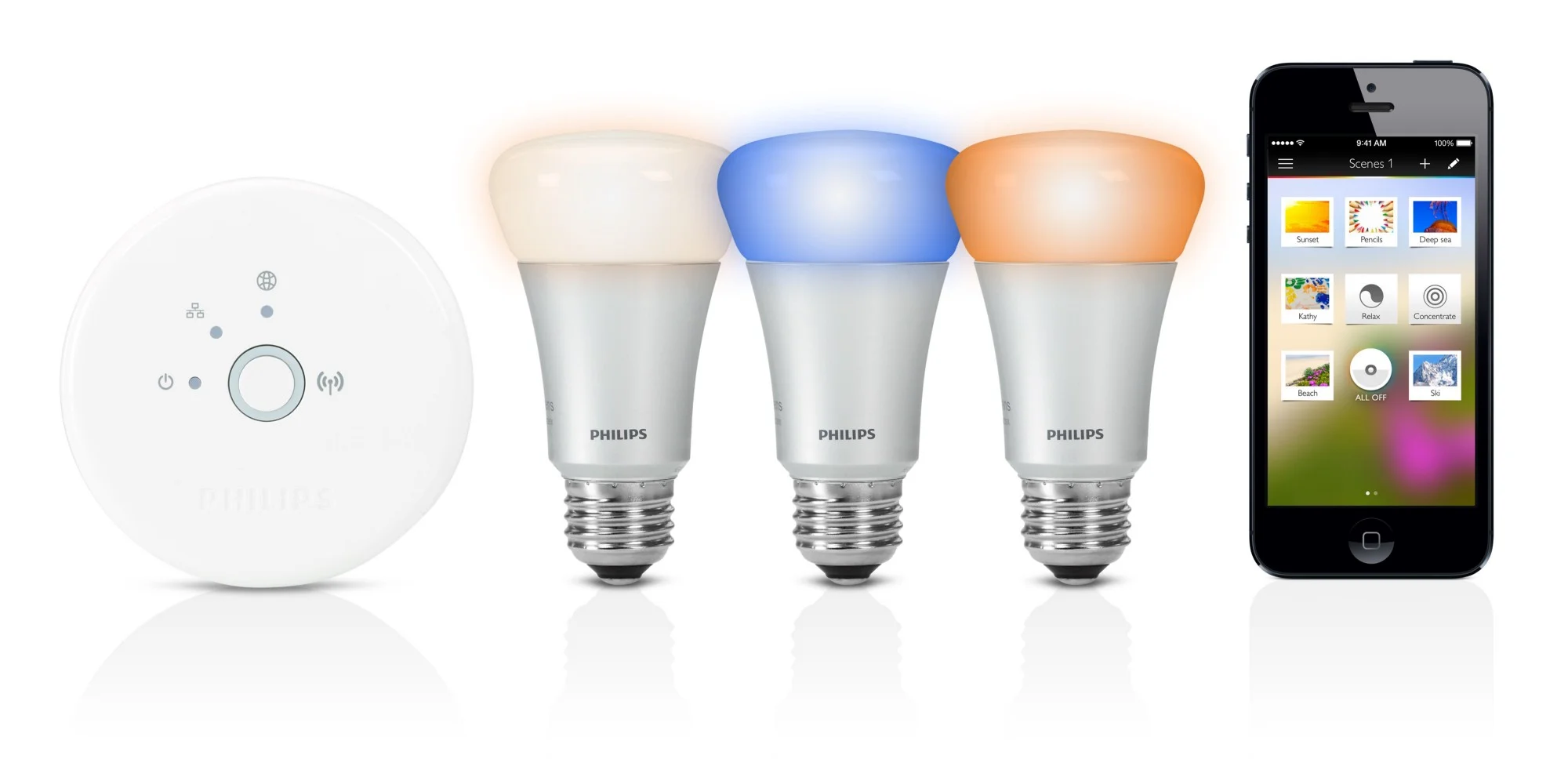 Hue smart lighting system by Philips.