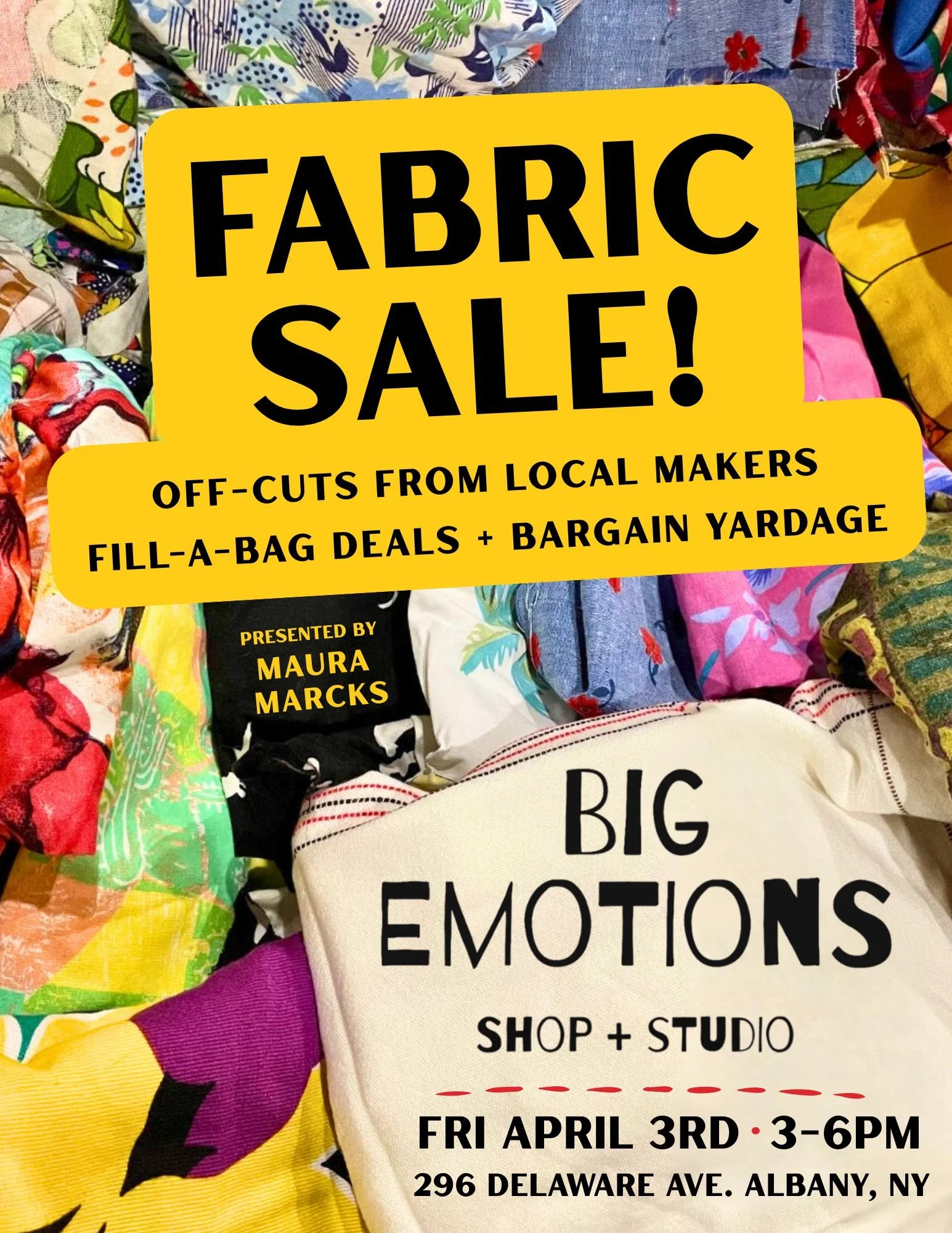 Local Makers in Captial Region host Fabric Sale at Big Emotions Studio