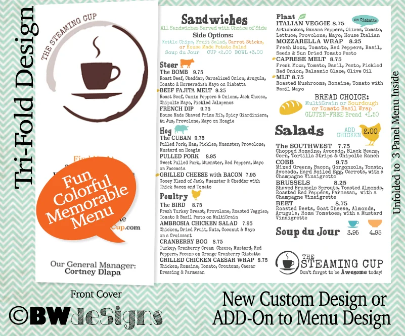 Paper Menu for Steaming Cup (Copy)