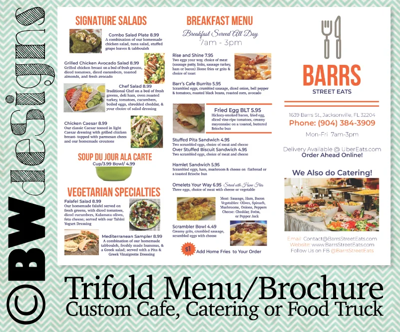 Paper Menu for Barrs Street Eats (Copy)