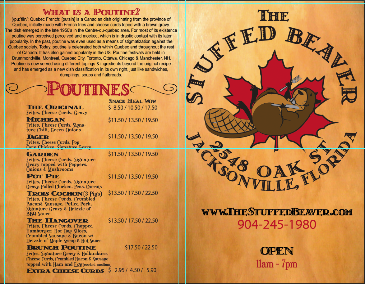 Paper Menu for the Stuffed Beaver (Copy)