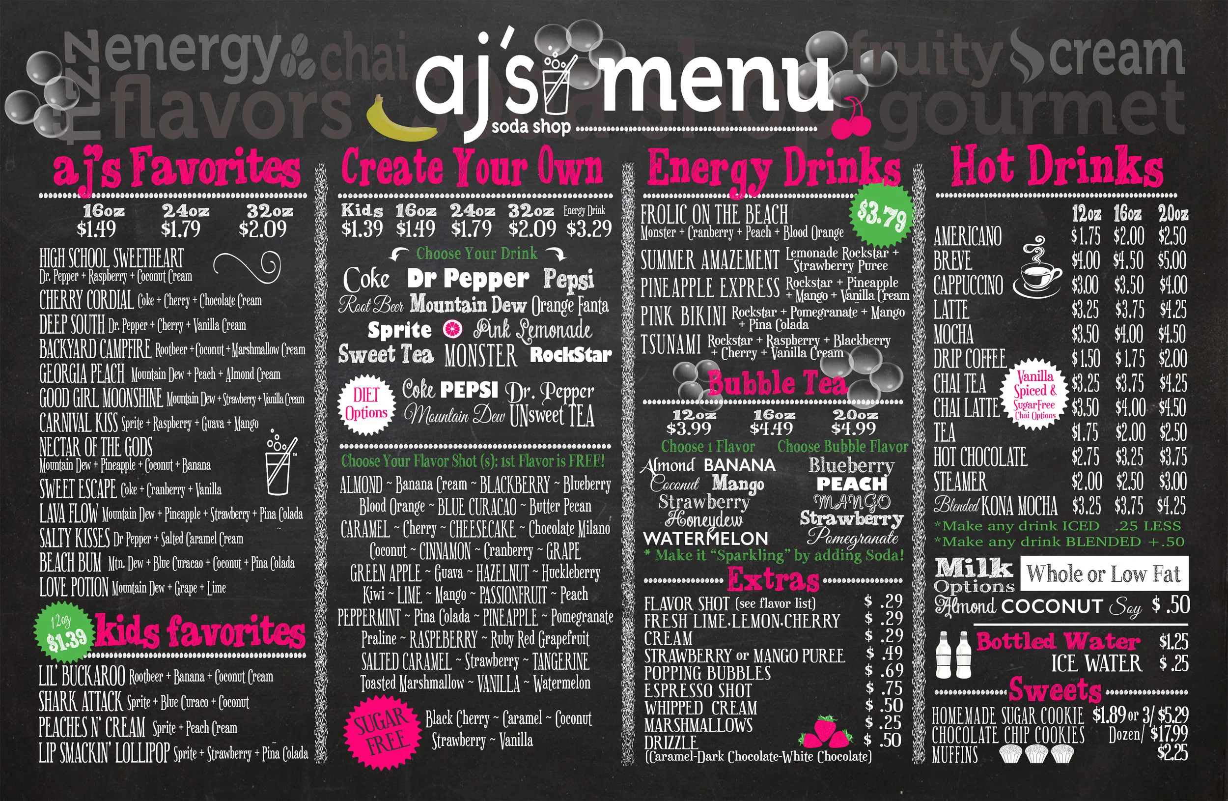 Menu Board for AJ's Soda Shop (Copy)